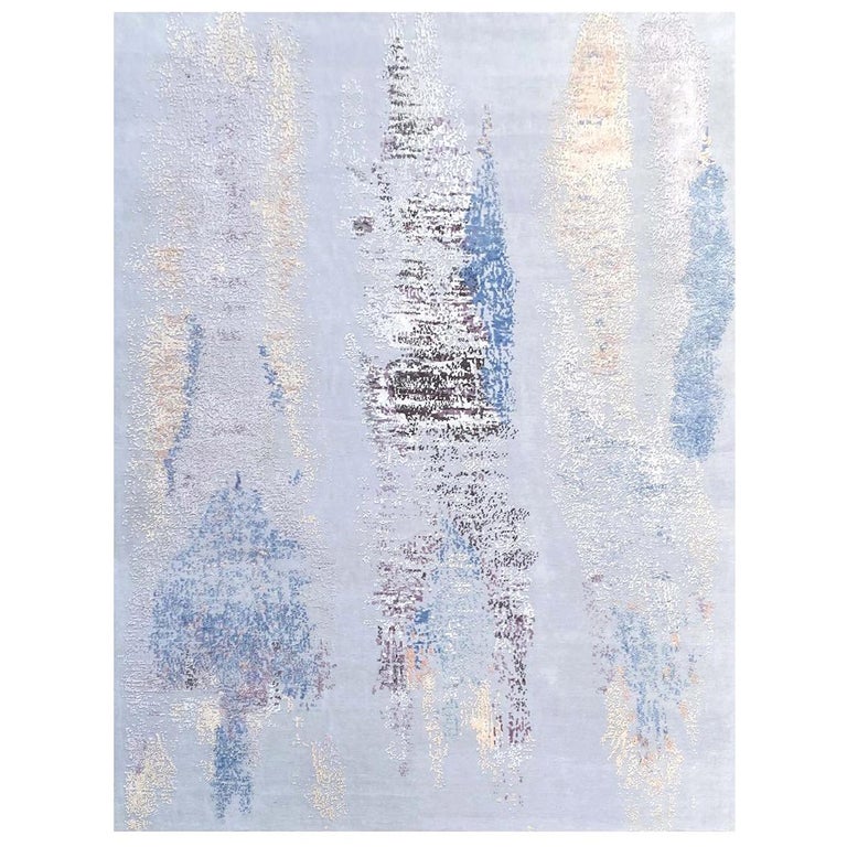 Nice Modern Abstract Design Knotted Rug For Sale at 1stDibs