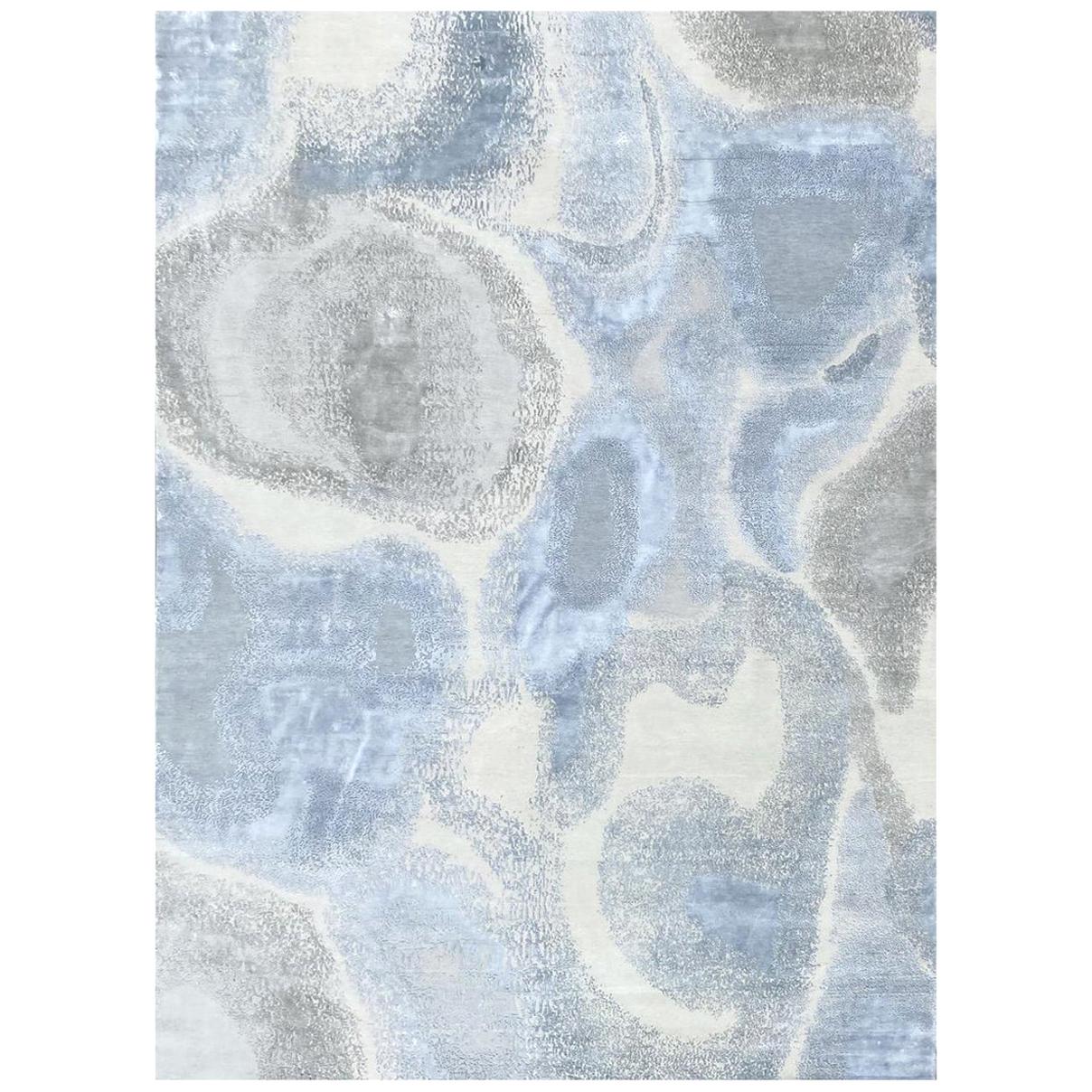 Nice Modern Abstract Design Knotted Rug For Sale