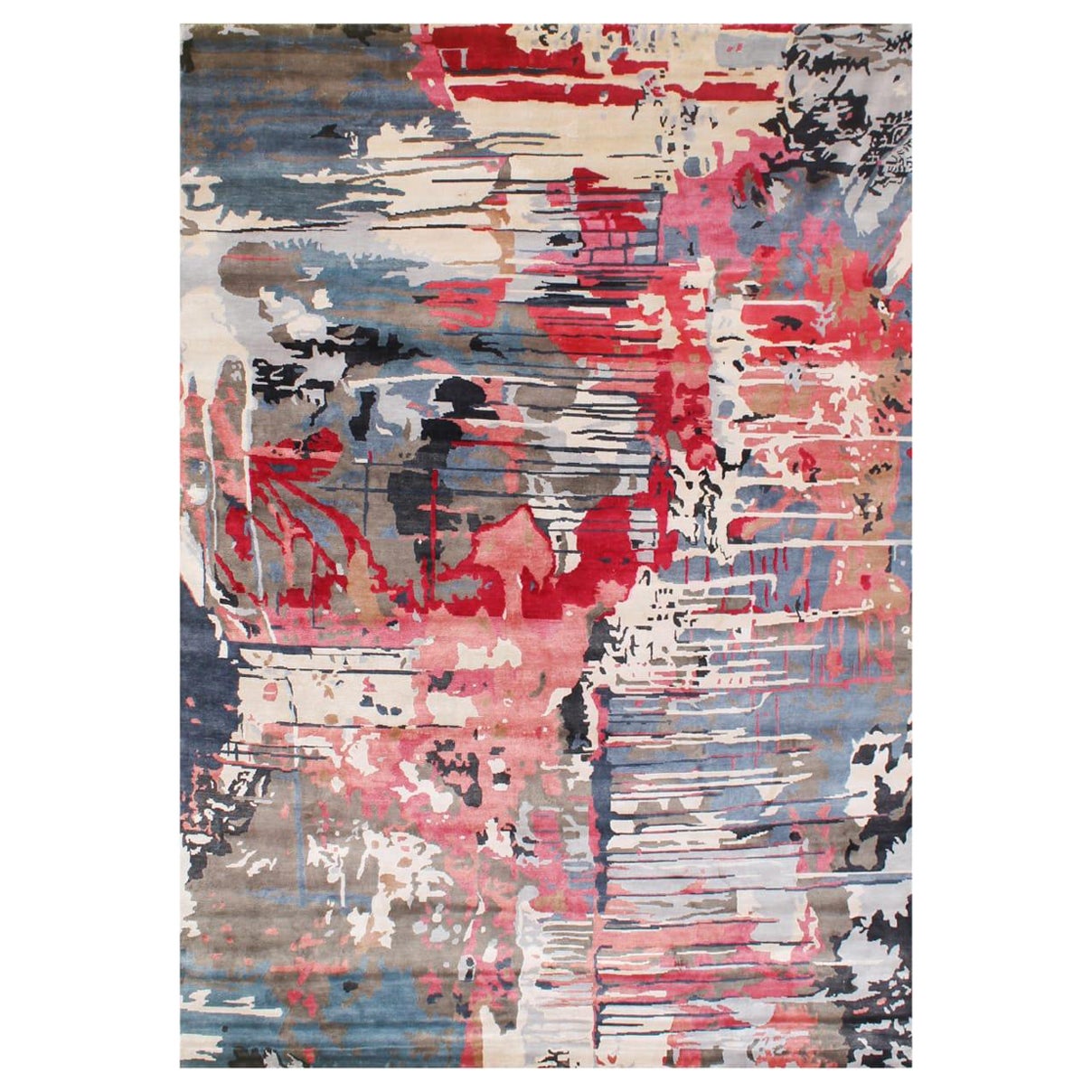 Beau tapis en soie de conception moderne et abstraite
