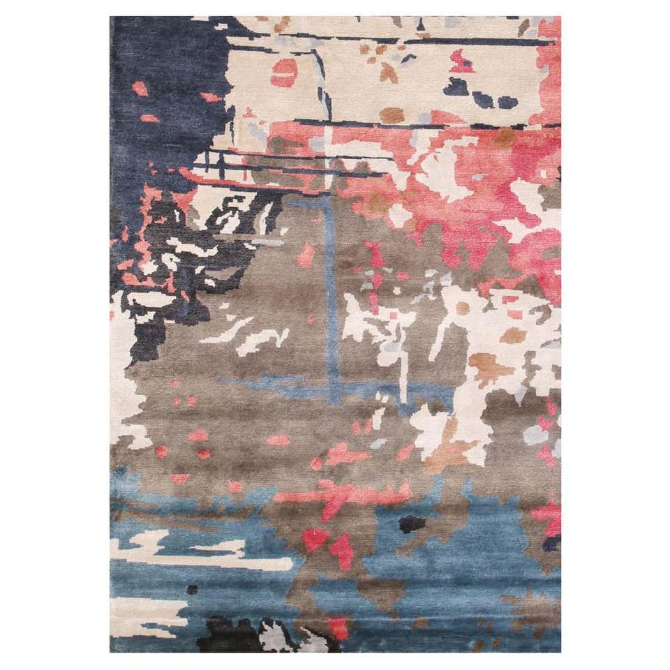Nice Modern Abstract Design Knotted Rug For Sale at 1stDibs