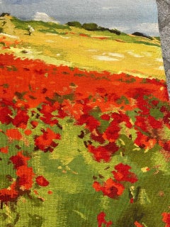 Jolie tapisserie d'Aubusson moderne par Artdad « Paysage de coquelicots »