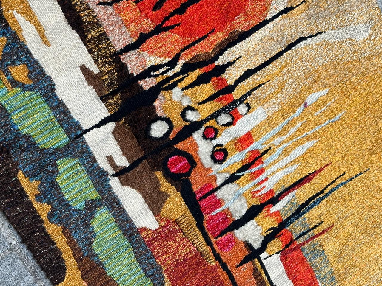 Wool Nice modern French Aubusson Tapestry by « Lartigaud » For Sale