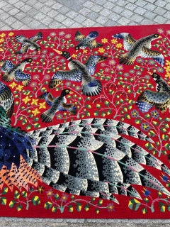 Nice Modern French Aubusson Tapestry by René Perrot "Glory to the bird"