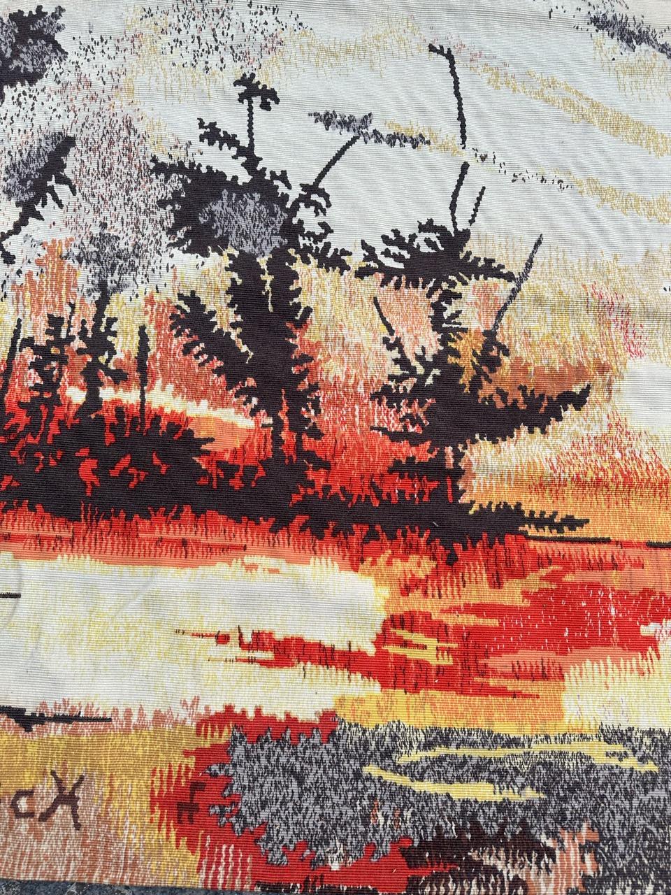 Français Belle tapisserie moderne d'Aubusson sérigraphiée par 