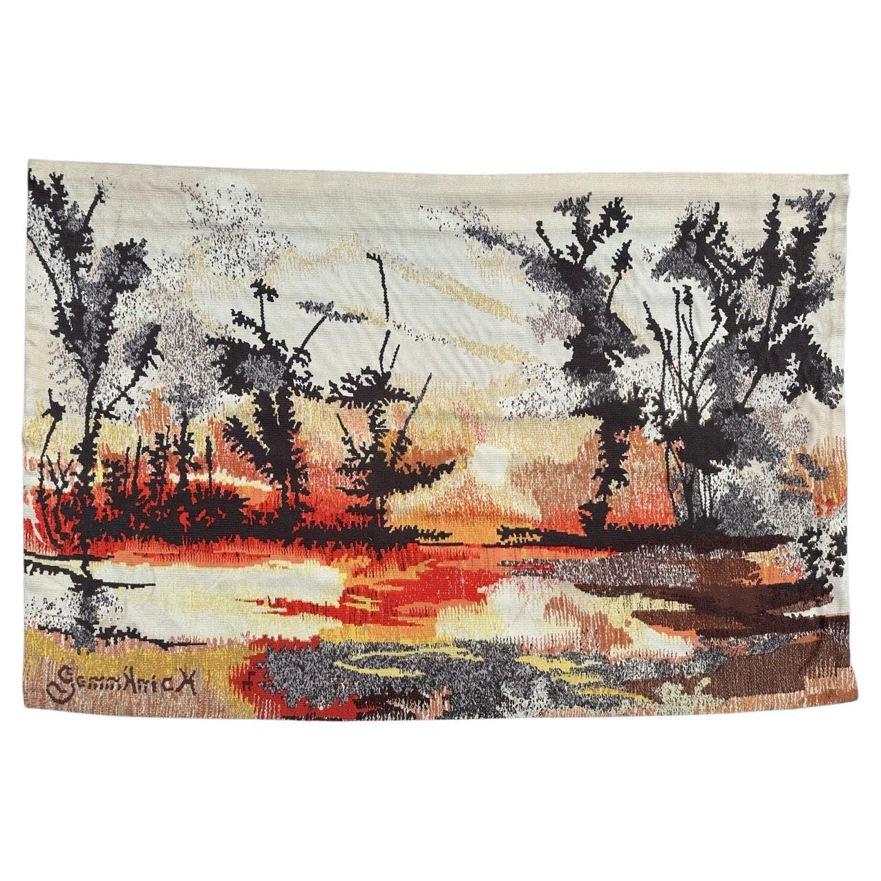 Belle tapisserie moderne d'Aubusson sérigraphiée par " Gemmanick ". en vente
