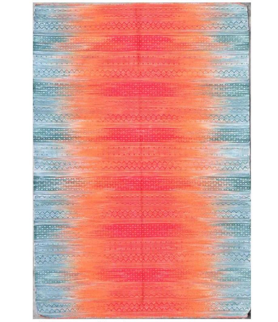 Bellissimo Kilim nuovo con un bel design moderno in stile Ikat e bellissimi colori, interamente tessuto a mano con cotone su base di cotone.