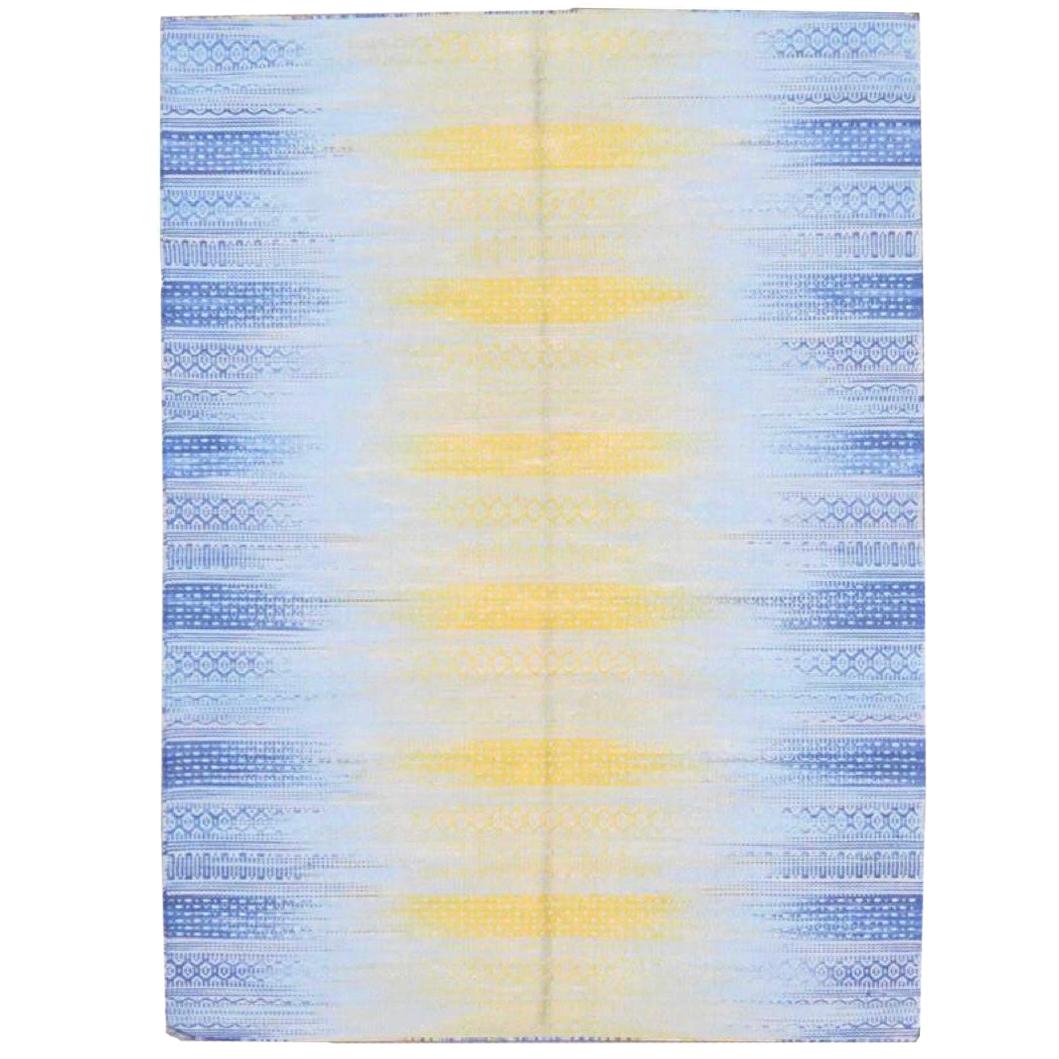 Nice New Ikat Design Handwoven Cotton Kilim Rug  size 6ft 6in x 9ft 10in For Sale