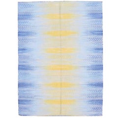 Nice New Ikat Design Handwoven Cotton Kilim Rug  size 6ft 6in x 9ft 10in