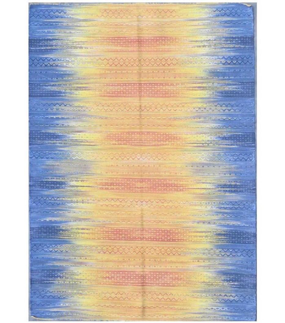 Beautiful new Kilim with nice modern design with Ikat style and beautiful colors, entirely handwoven with cotton on cotton foundation. Size: 170 x 240 cm.