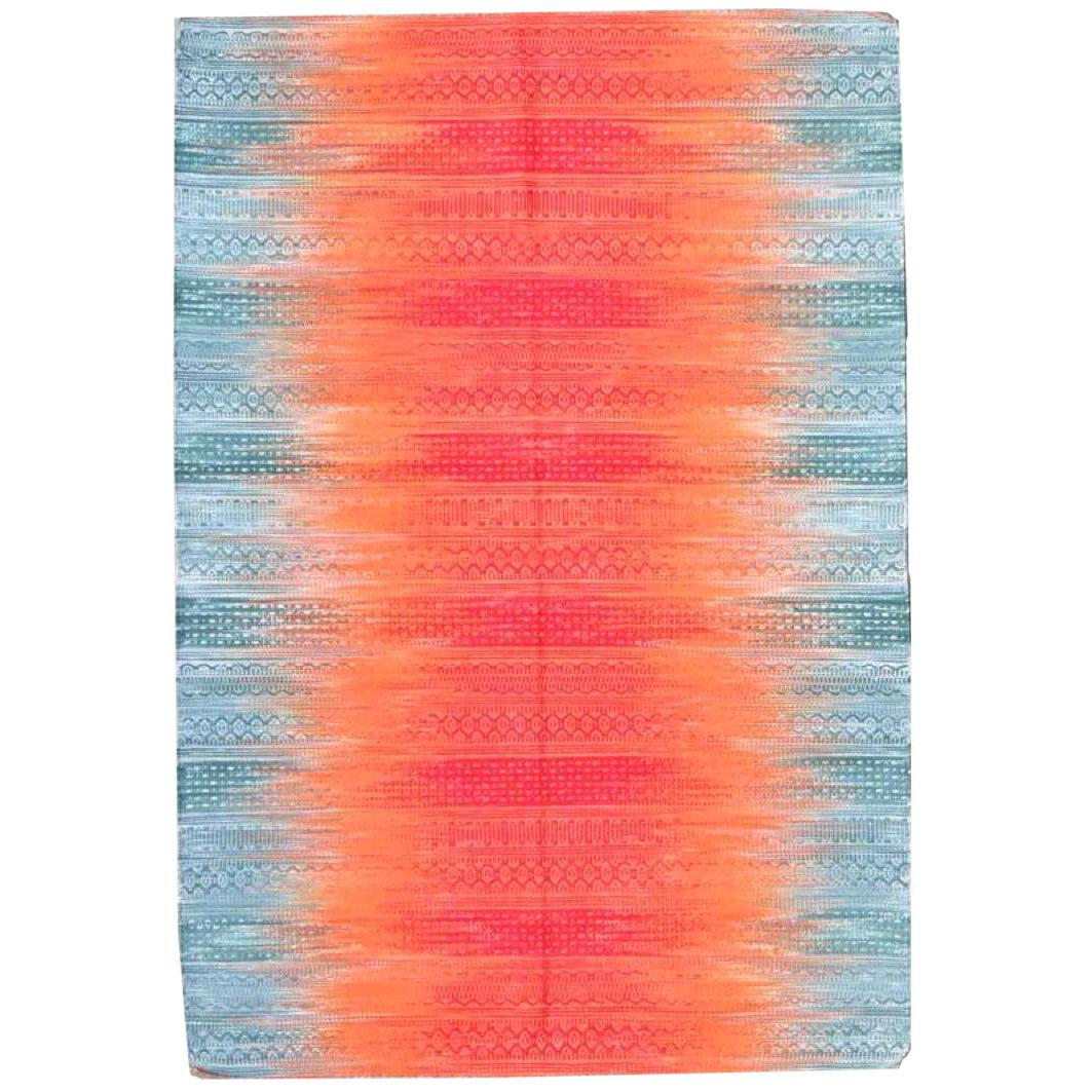 Nice New Ikat Design Handwoven Cotton Kilim Rug For Sale