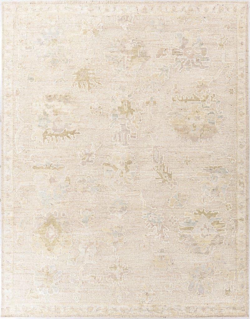 Schöner neuer Teppich mit schönem Oushak-Design und schönen Farben, komplett handgeknüpft mit Wollsamt auf Baumwollbasis.
