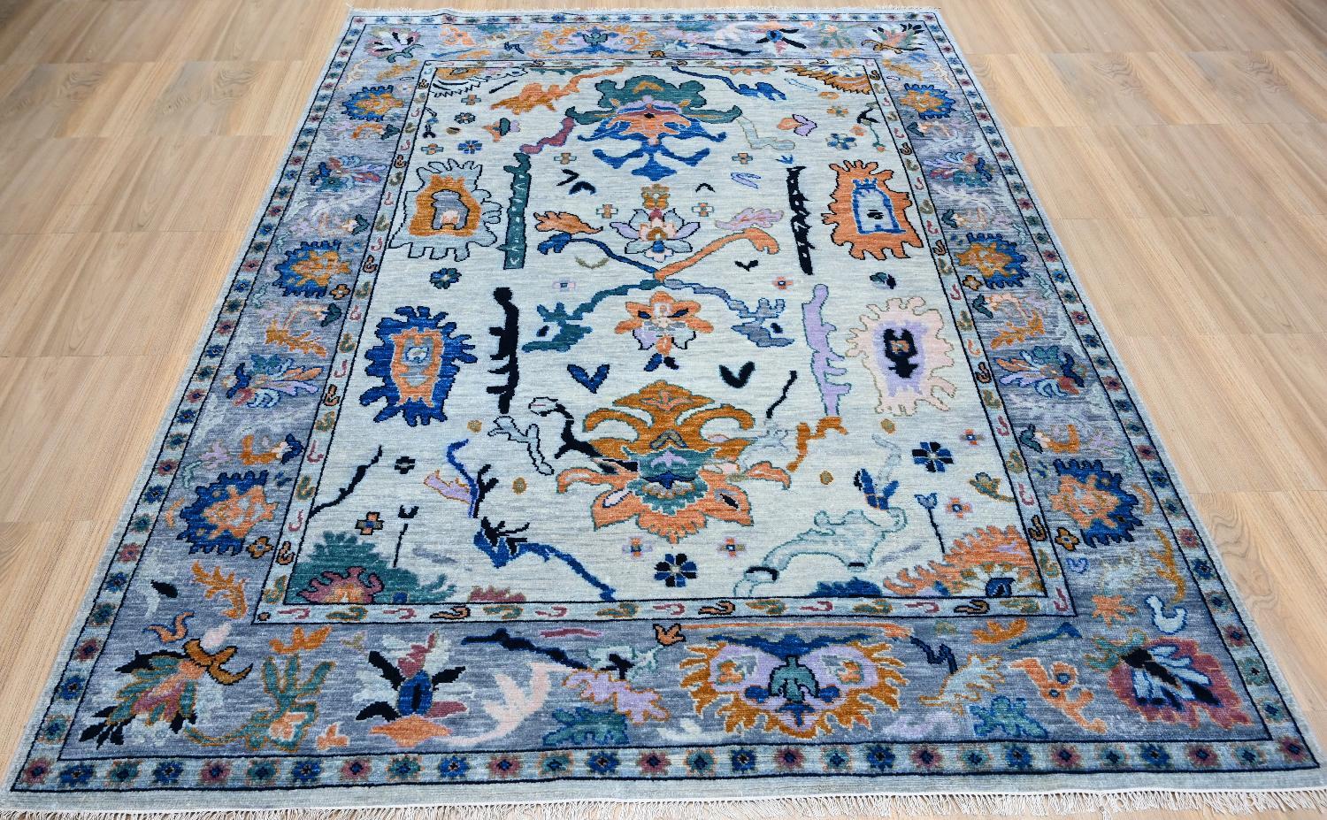 Neuer indischer Oushak-Teppich im Oushak-Design (Indisch) im Angebot