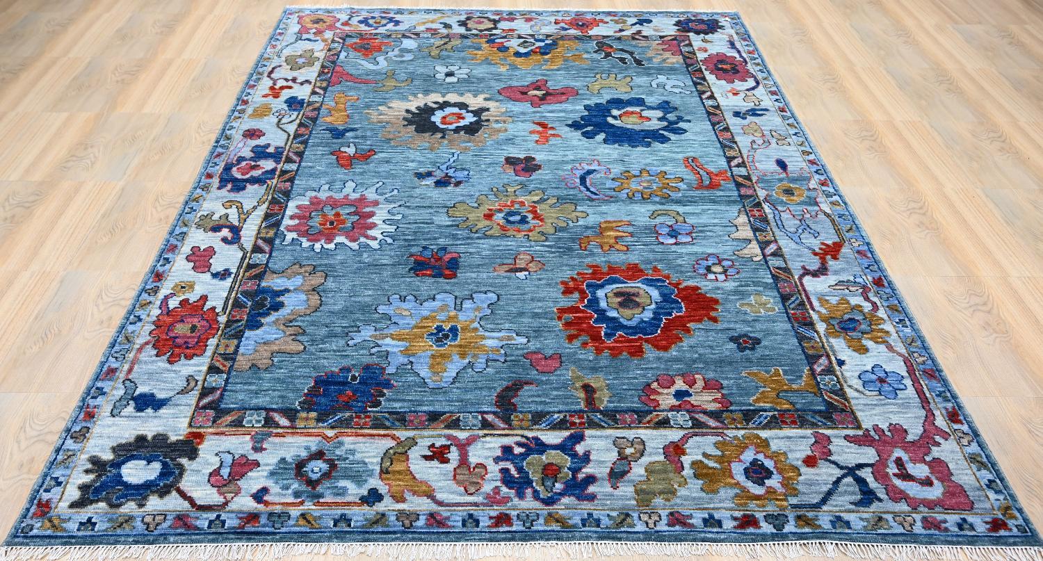 Neuer indischer Oushak-Teppich im Oushak-Design (Indisch) im Angebot