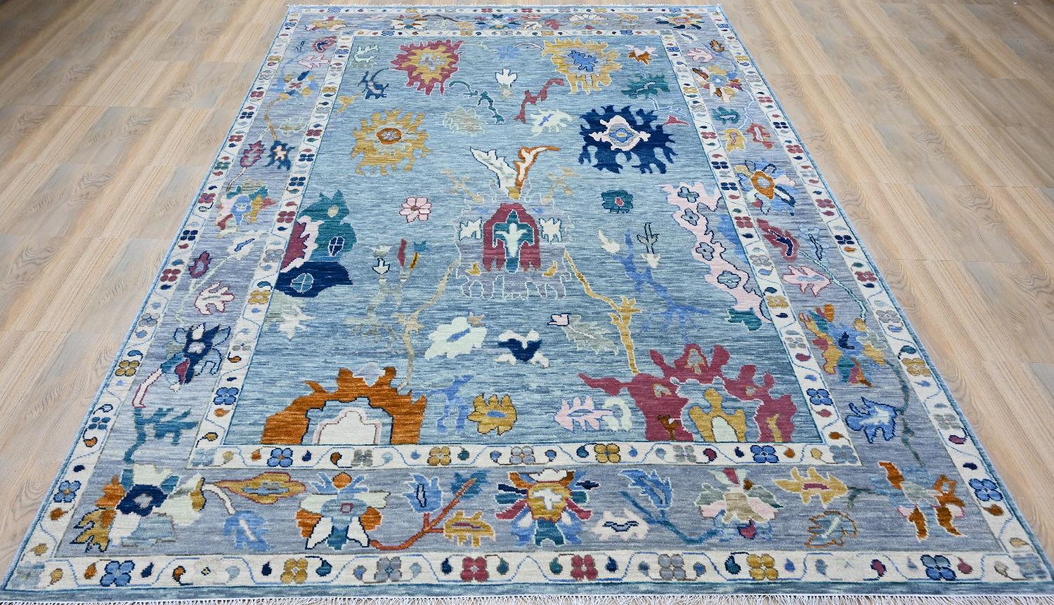 Neuer indischer Oushak-Teppich im Oushak-Design (Indisch) im Angebot