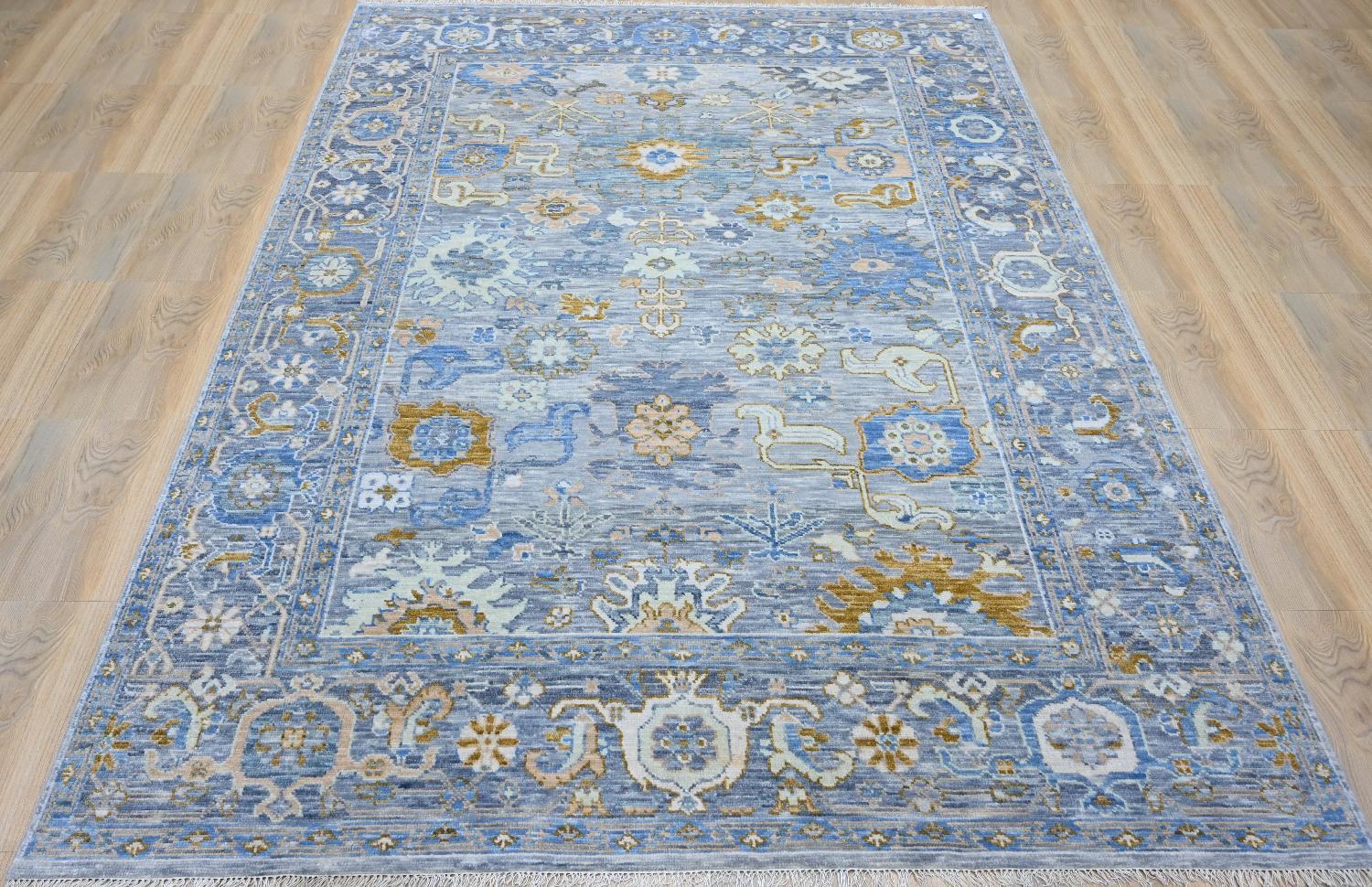 Neuer indischer Oushak-Teppich im Oushak-Design (Handgeknüpft) im Angebot