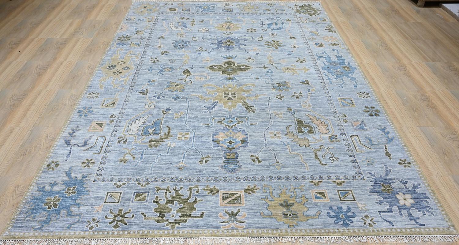 Neuer indischer Oushak-Teppich im Oushak-Design (Handgeknüpft) im Angebot