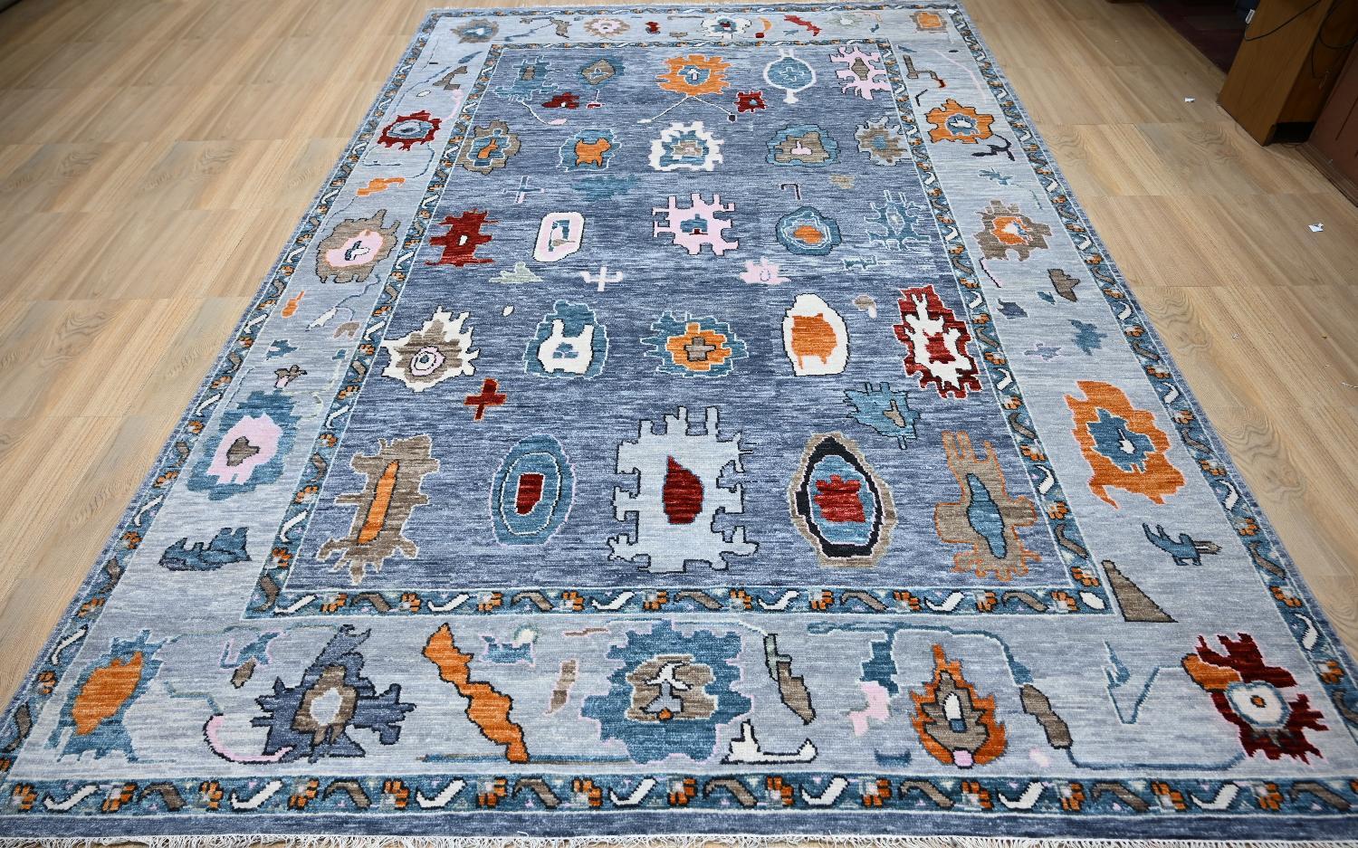 Neuer indischer Oushak-Teppich im Oushak-Design (Handgeknüpft) im Angebot
