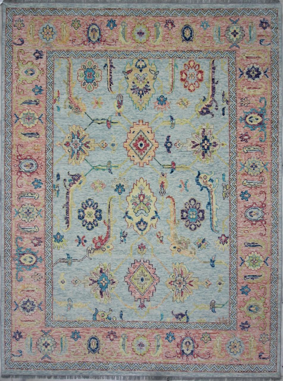 Neuer indischer Oushak-Teppich im Oushak-Design (Handgeknüpft) im Angebot