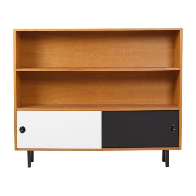 Nice Open Storage Cabinet with Two-Tone Sliding Doors from Denmark, 1970s
