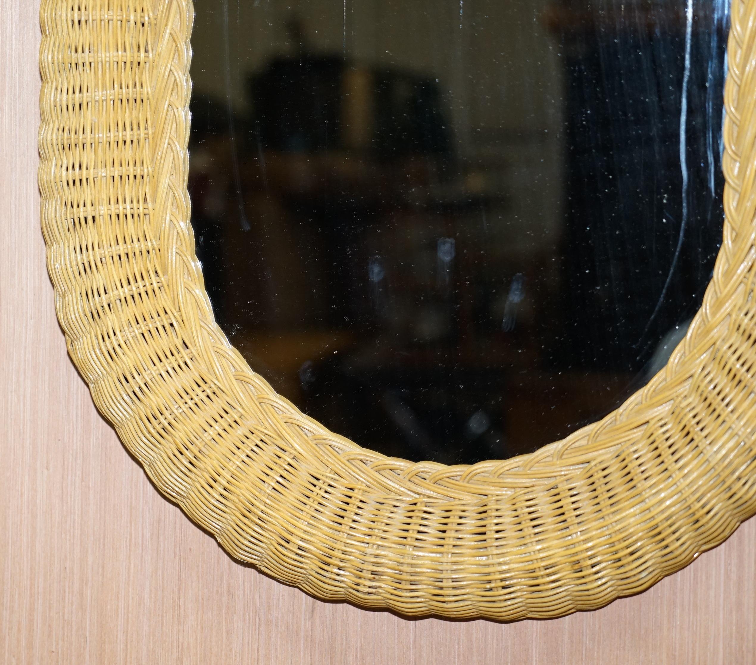 wicker oval mirror