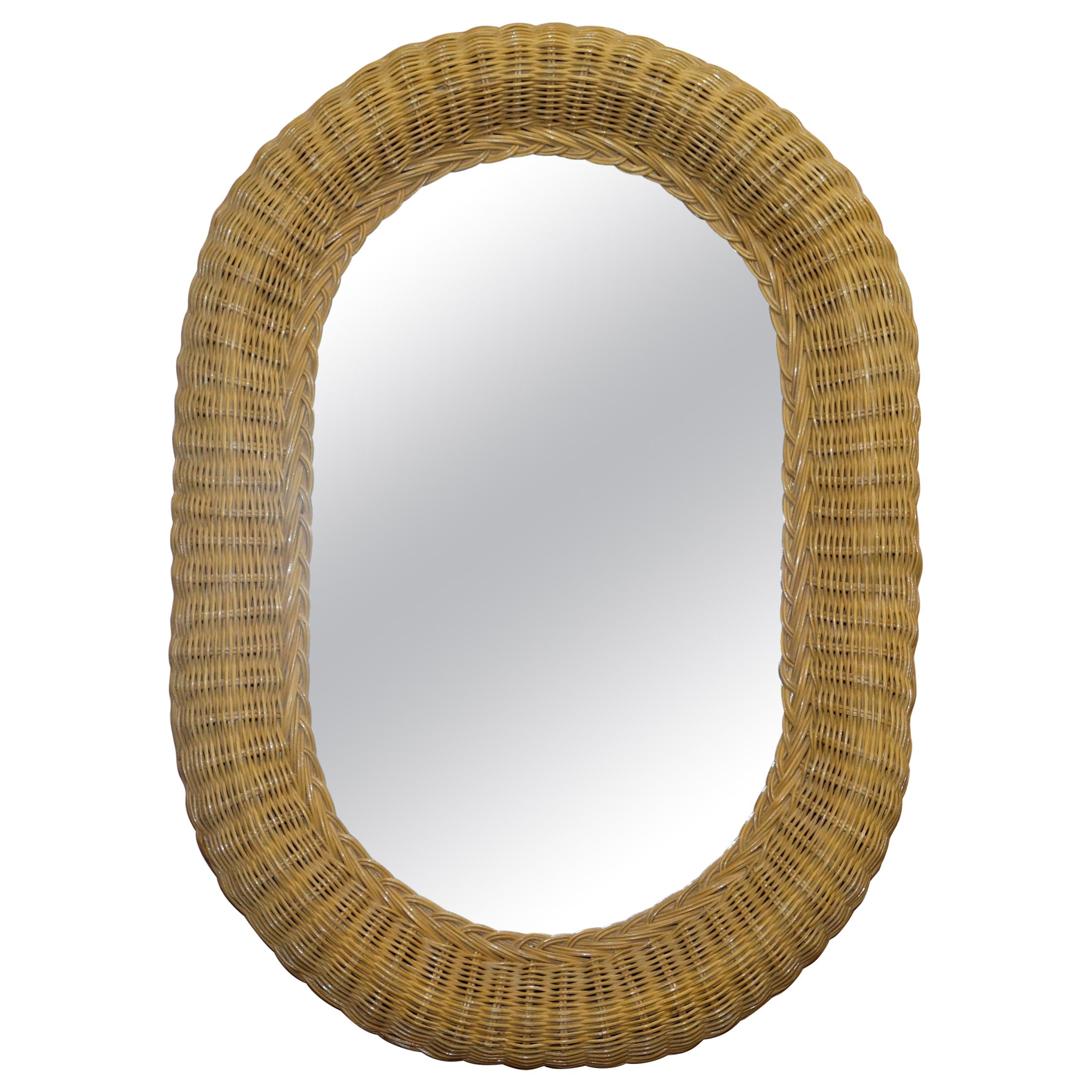 Nice Ornate Wicker Oval Wall Mounted Mirror Ornately Handwoven
