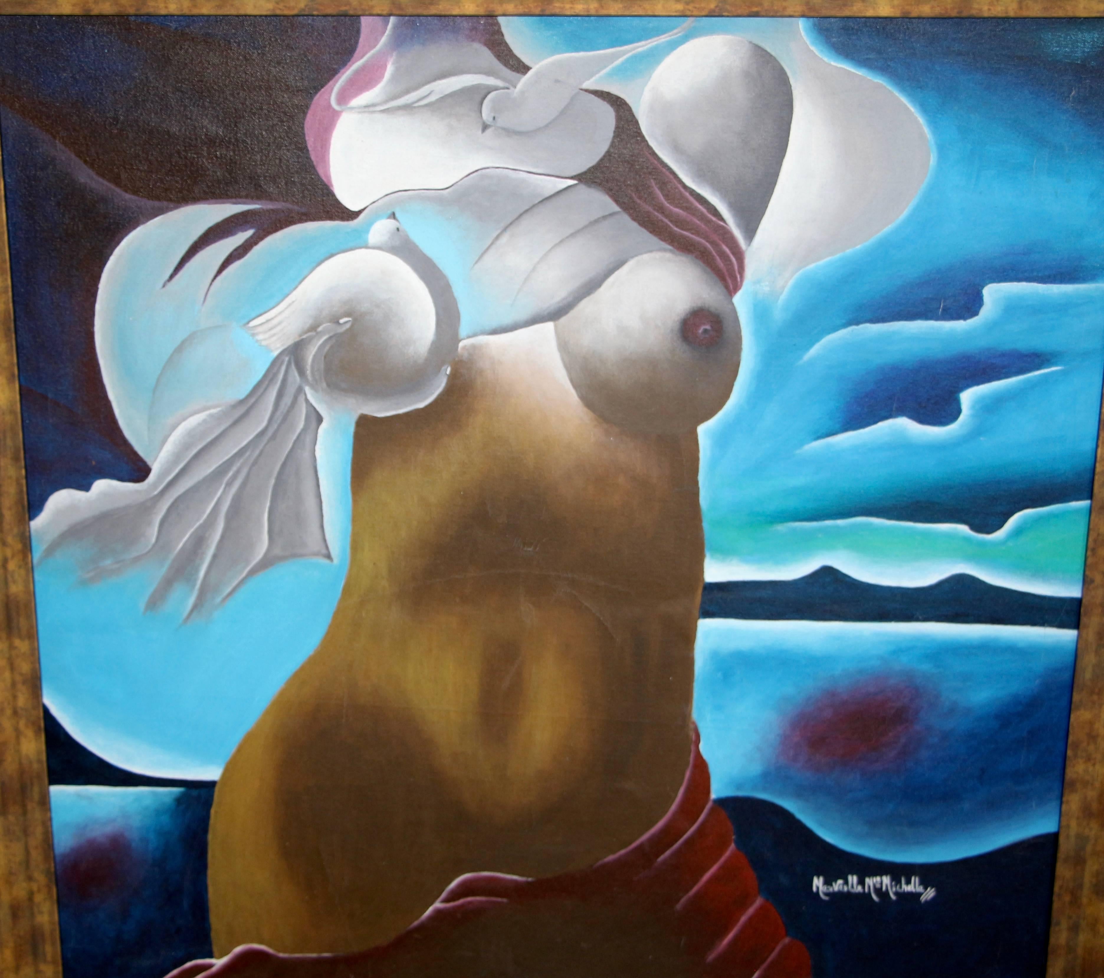 Painting of a Nude Signed In Good Condition For Sale In Palm Springs, CA
