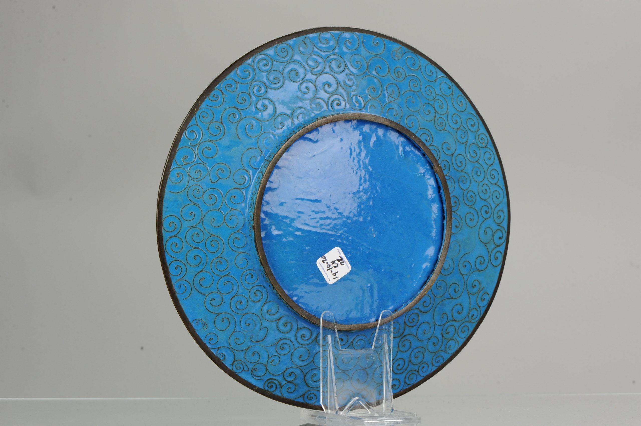 Nice Pair of Antique Bronze / Copper Cloisonné Crane Plates Japan, 19th Century 8