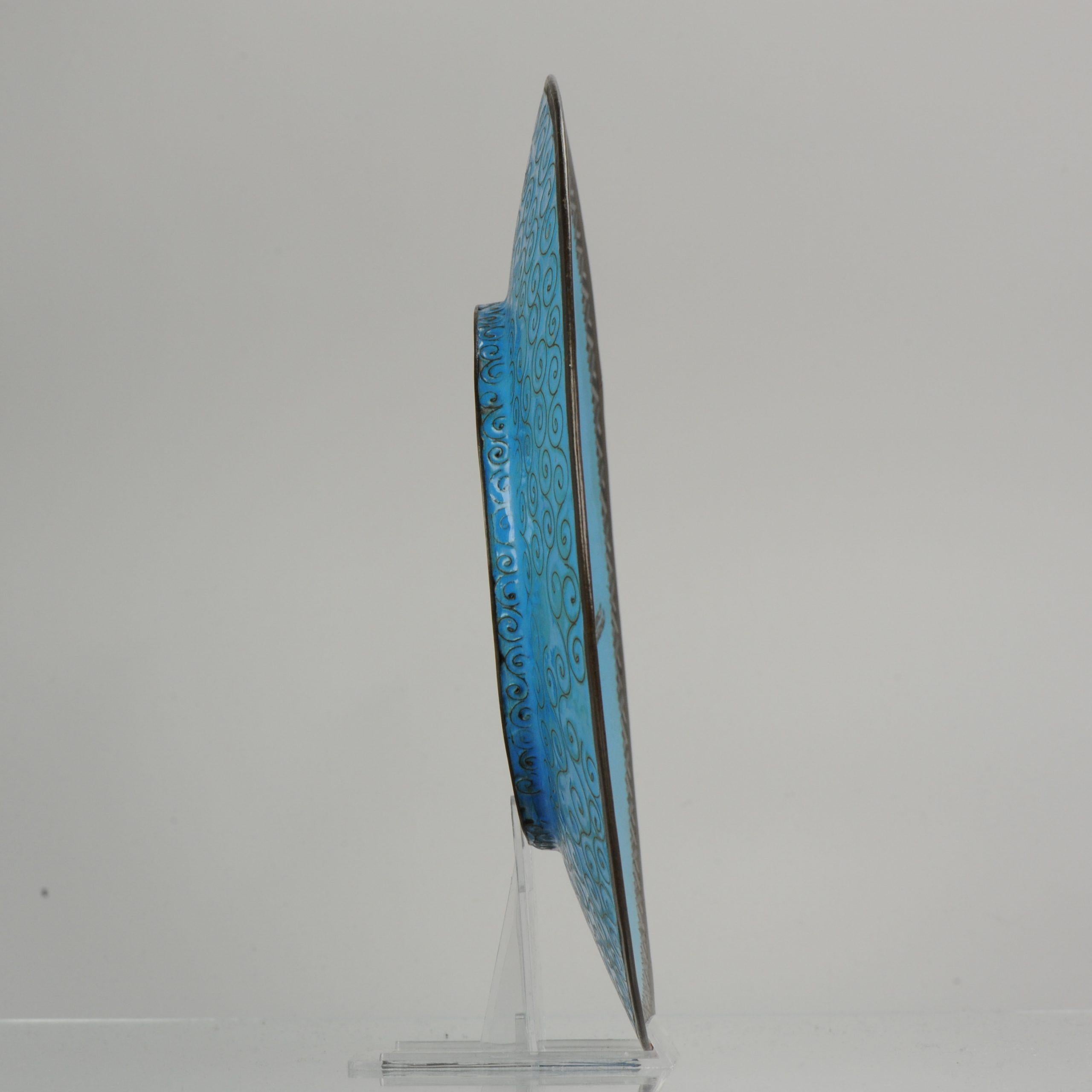 Nice Pair of Antique Bronze / Copper Cloisonné Crane Plates Japan, 19th Century 12