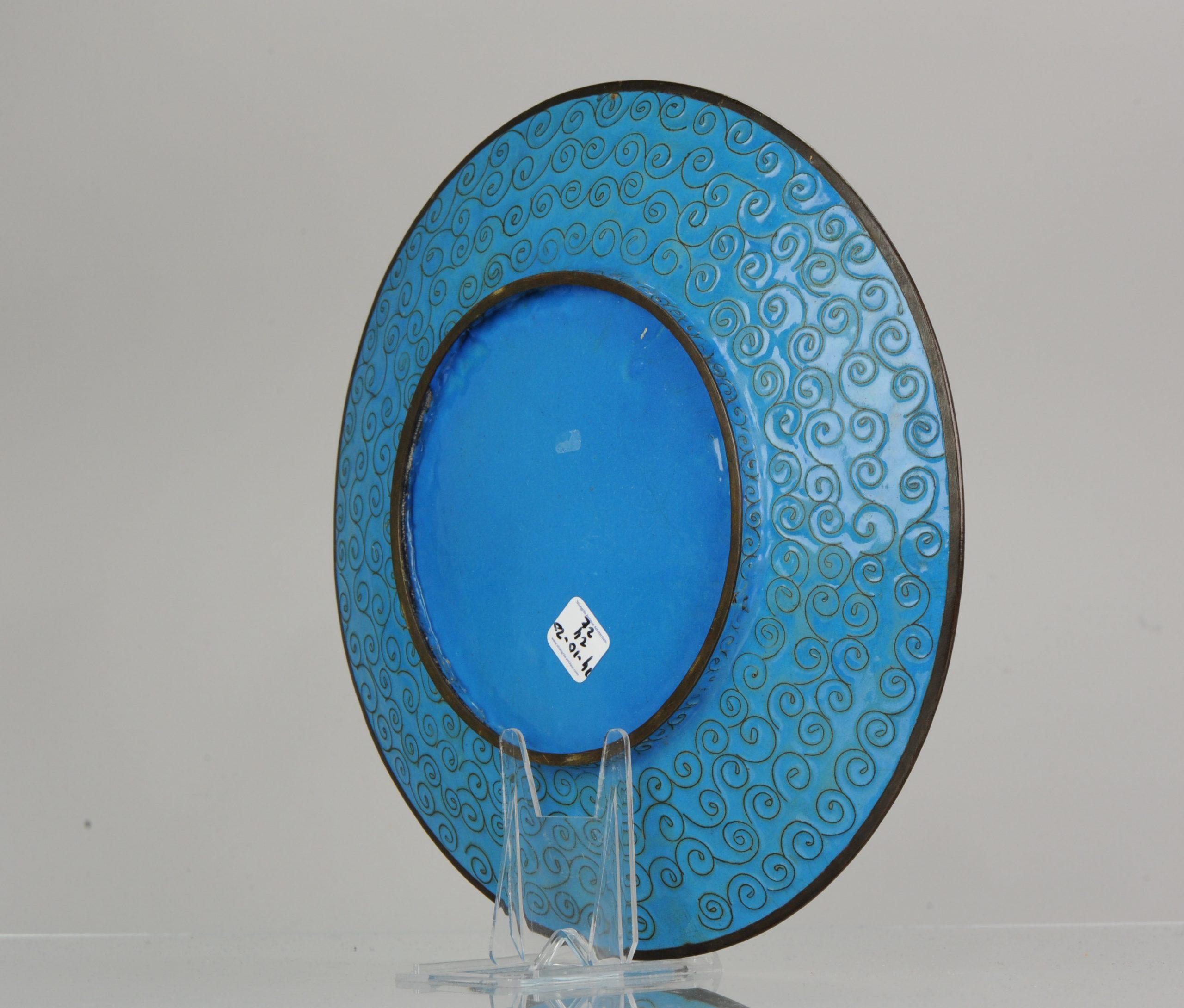 Meiji Nice Pair of Antique Bronze / Copper Cloisonné Crane Plates Japan, 19th Century