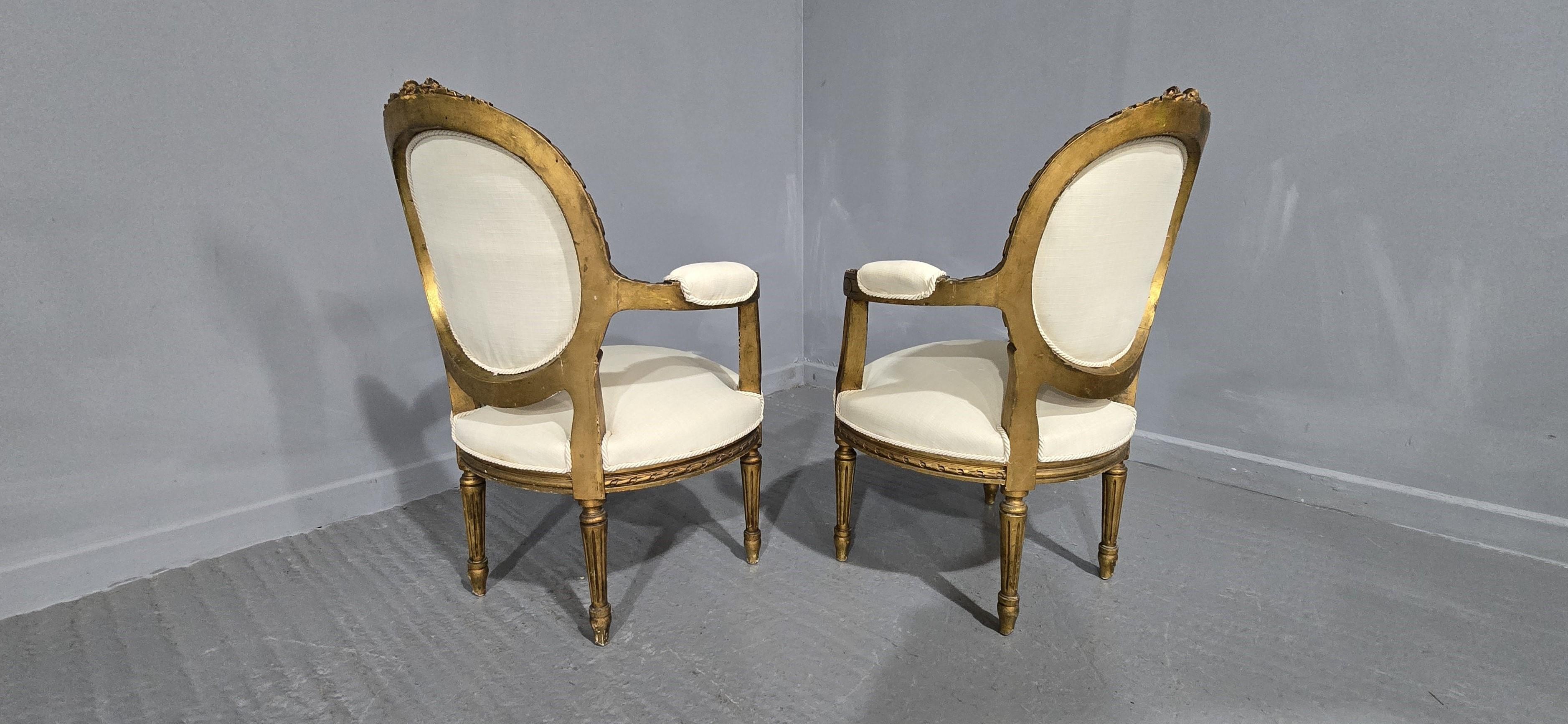 Nice Pair French Elbow Chairs For Sale 5