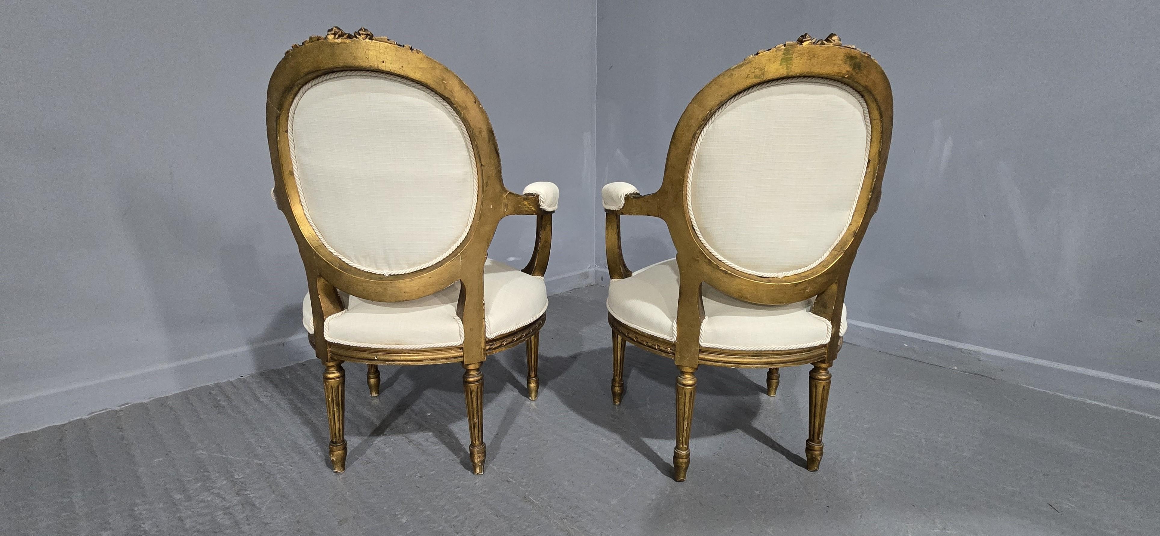 Nice Pair French Elbow Chairs For Sale 6