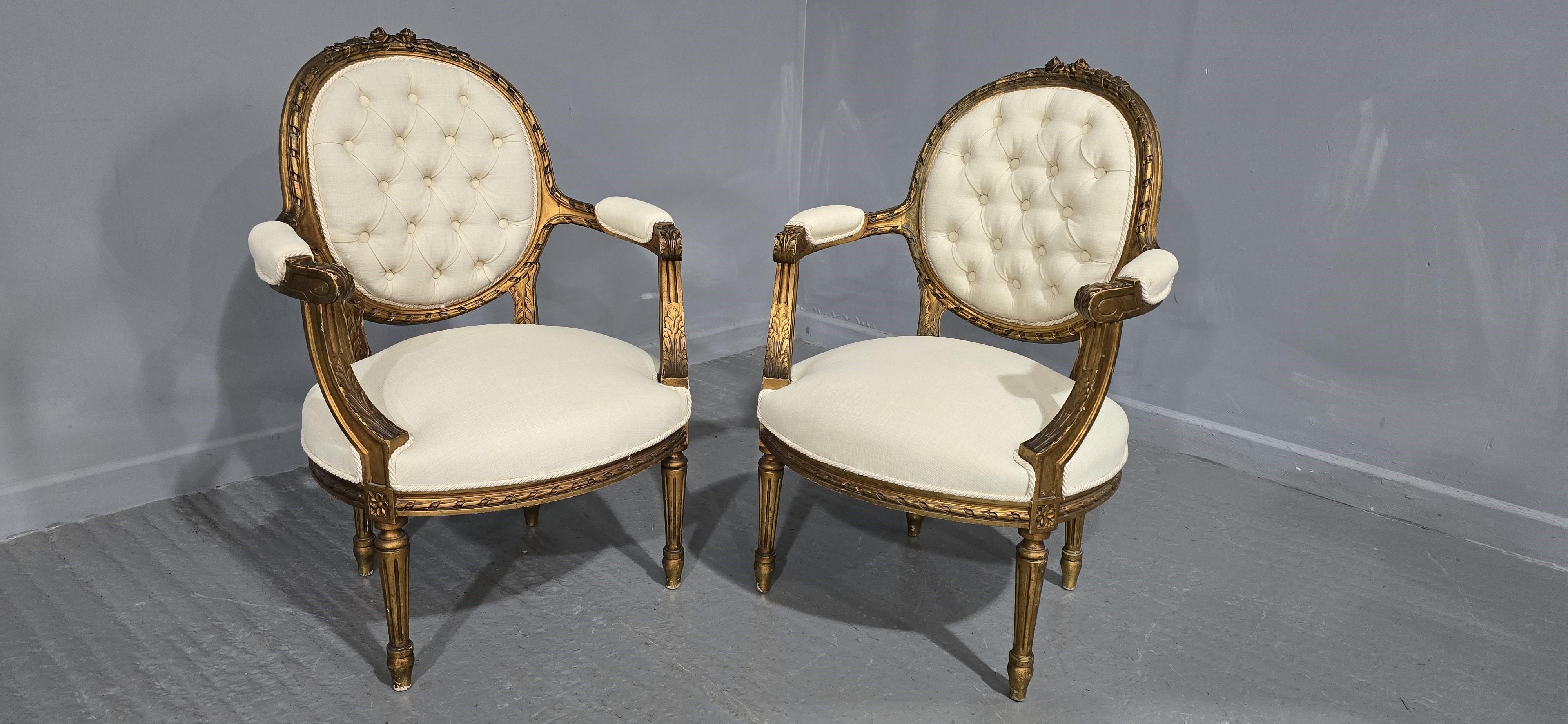 Nice Pair French Elbow Chairs For Sale 7