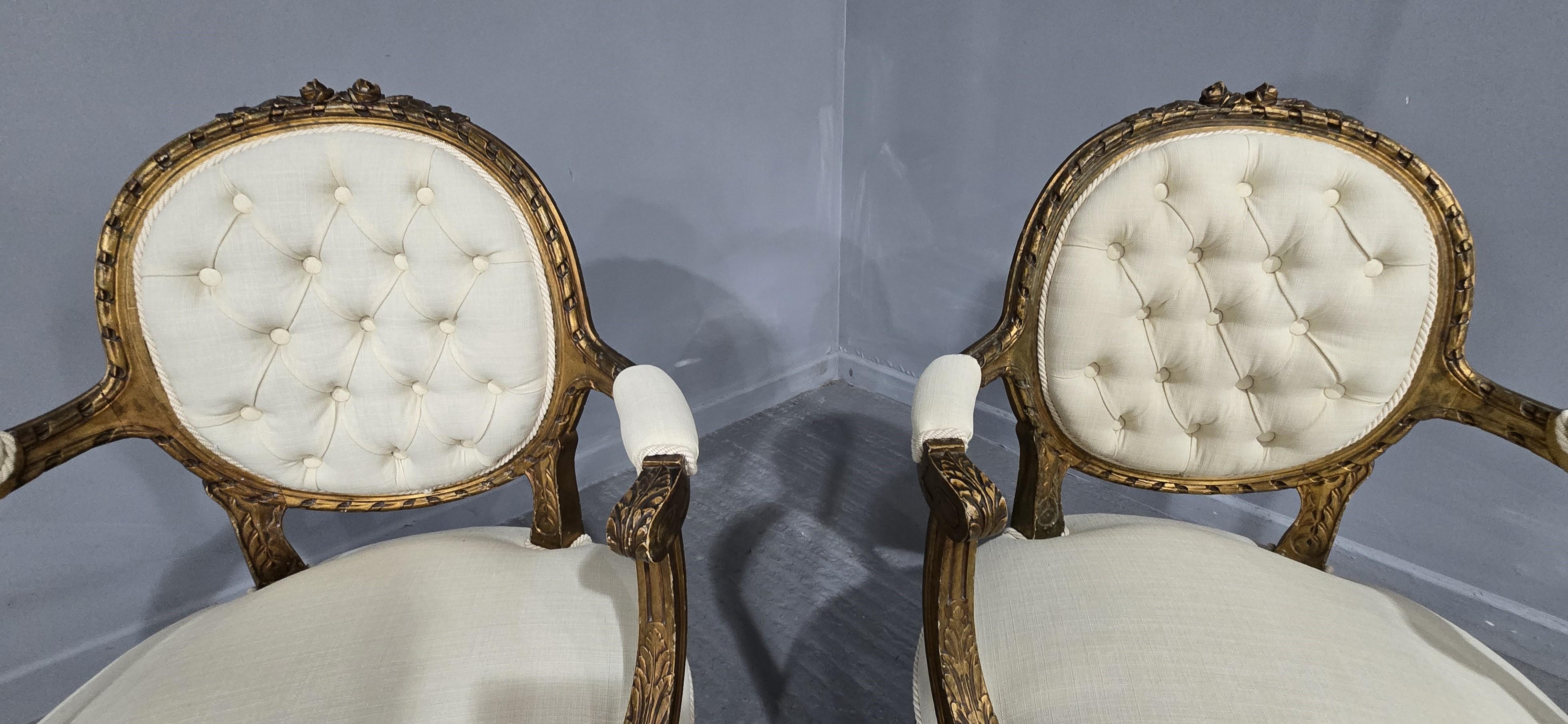 Nice Pair French Elbow Chairs For Sale 1