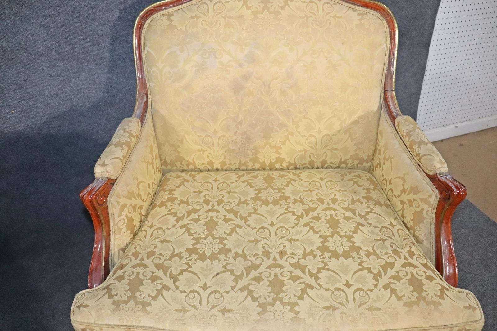 Walnut Nice Pair French Louis XV Style Oversized Bergere Lounge Chairs