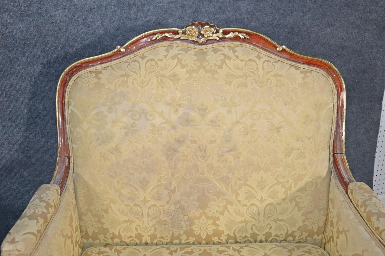 Nice Pair French Louis XV Style Oversized Bergere Lounge Chairs 1