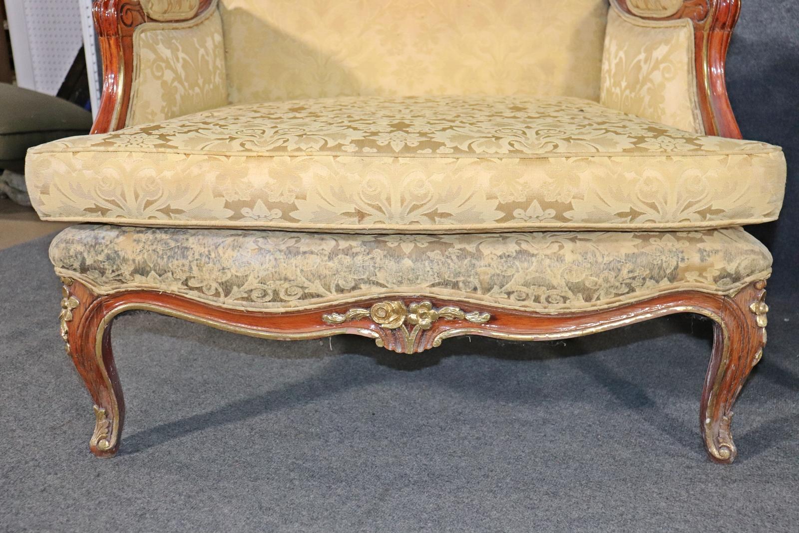 Nice Pair French Louis XV Style Oversized Bergere Lounge Chairs 3