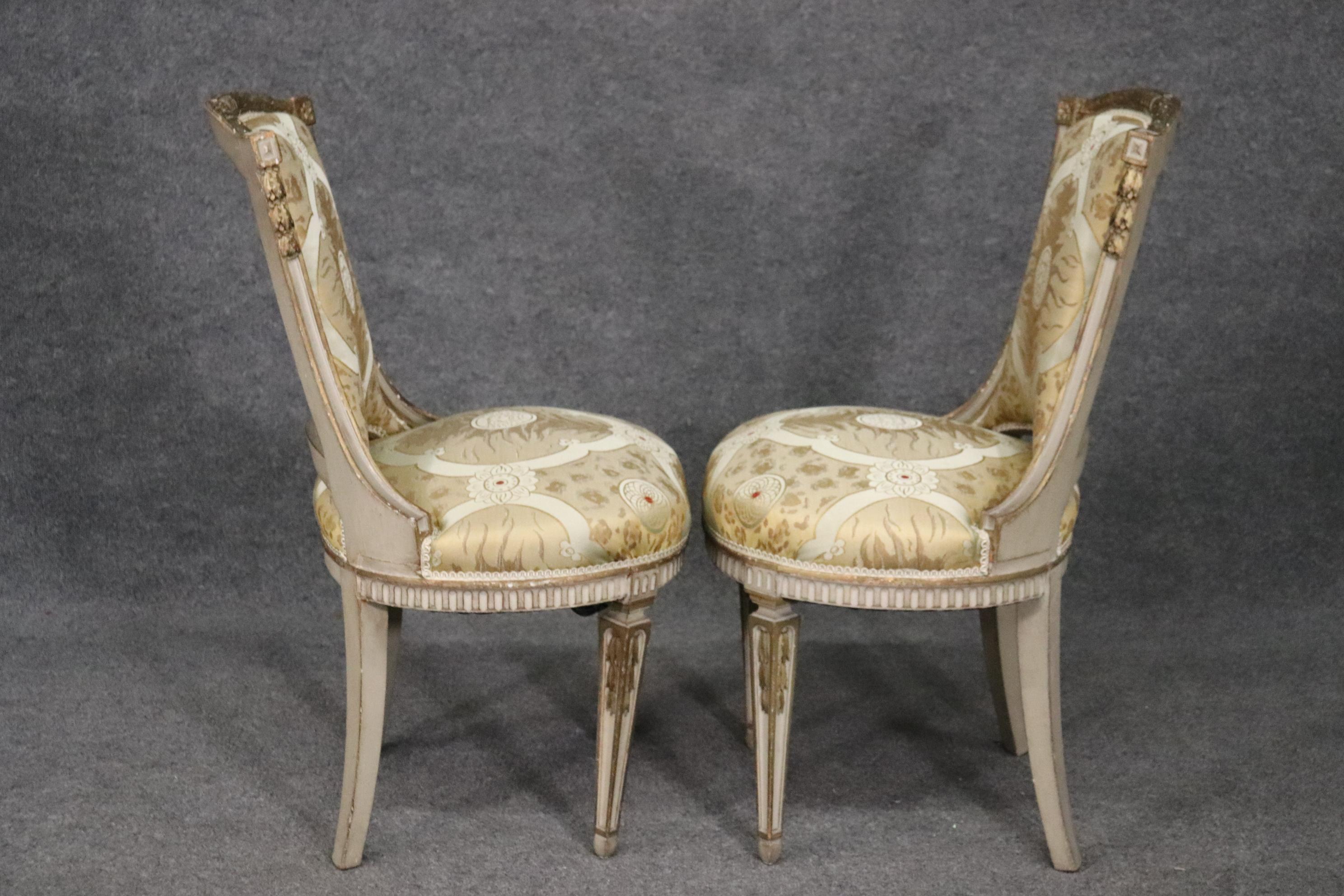 Nice Pair French Louis XVI Paint Decorated Side Chairs, Circa 1920s For Sale 1