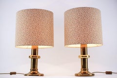 Nice Pair Hollywood Regency Table Lamps with Flower Lampshades, 1960s