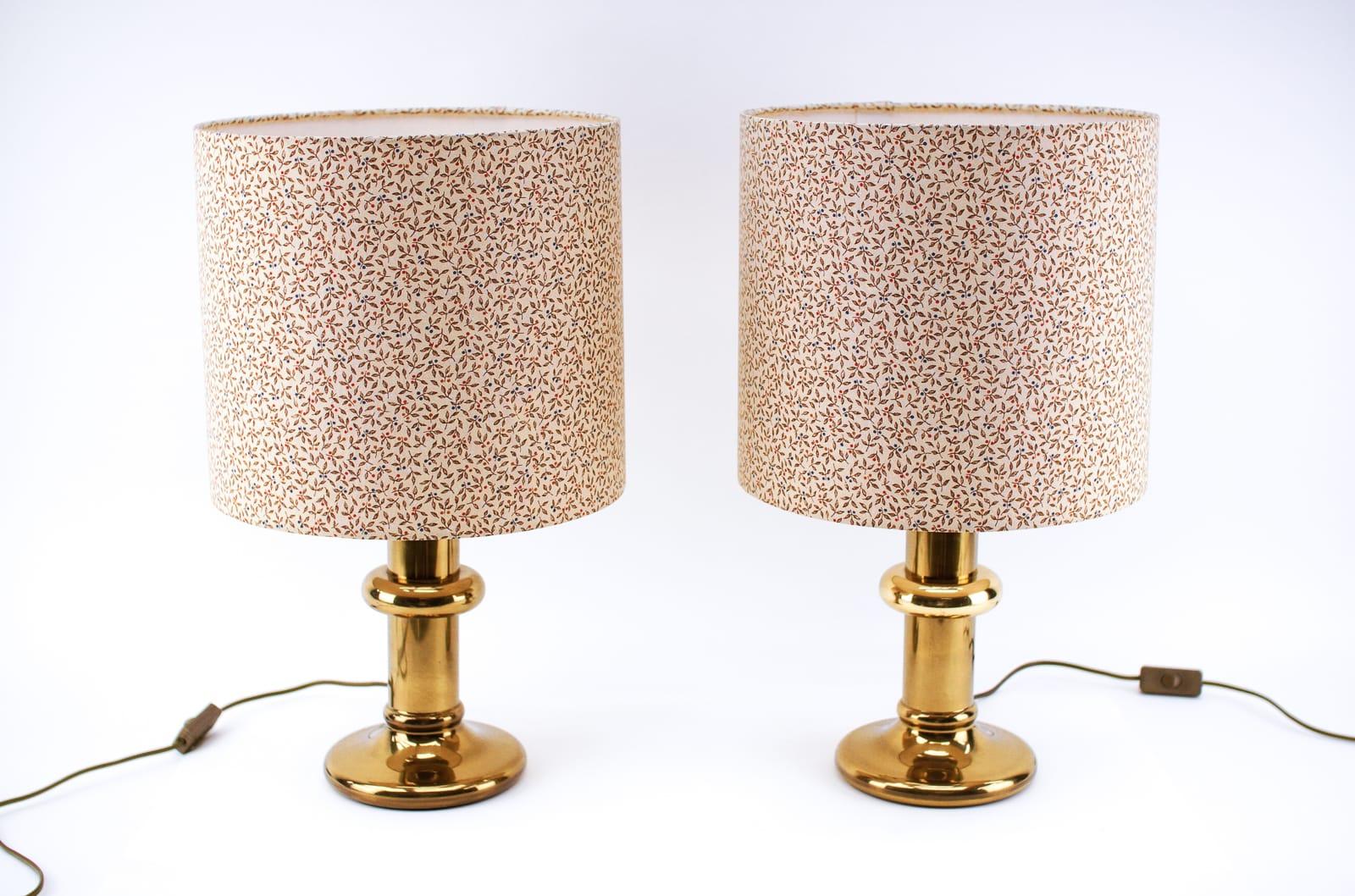 Nice Pair Hollywood Regency Table Lamps with Flower Lampshades, 1960s In Good Condition For Sale In Nürnberg, Bayern
