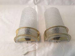 Nice Pair of 1960s Ice Glass Sconces by Doria Leuchten