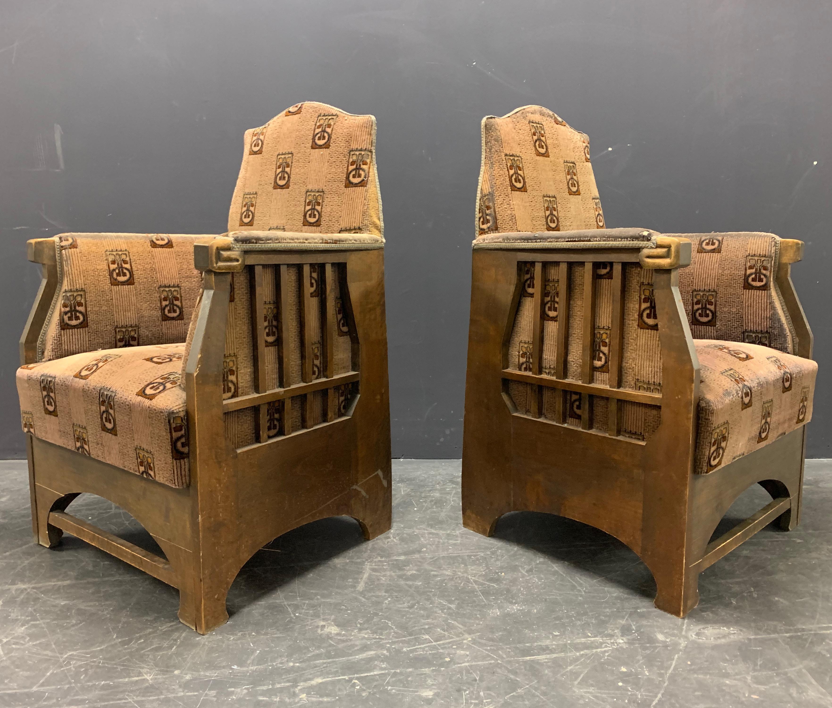 Nice Pair of Art Nouveau Lounge Chairs 12