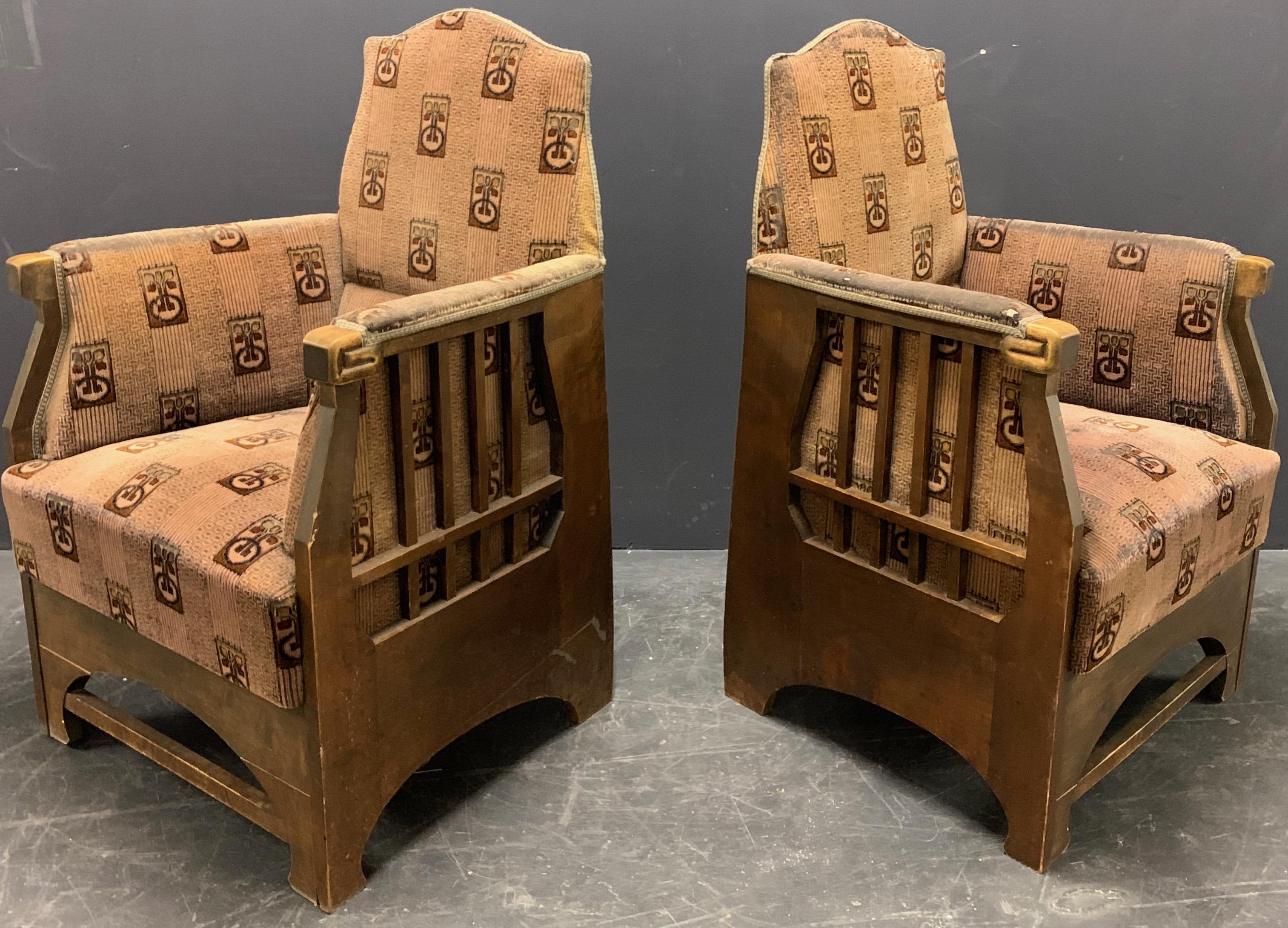 Nice Pair of Art Nouveau Lounge Chairs 13