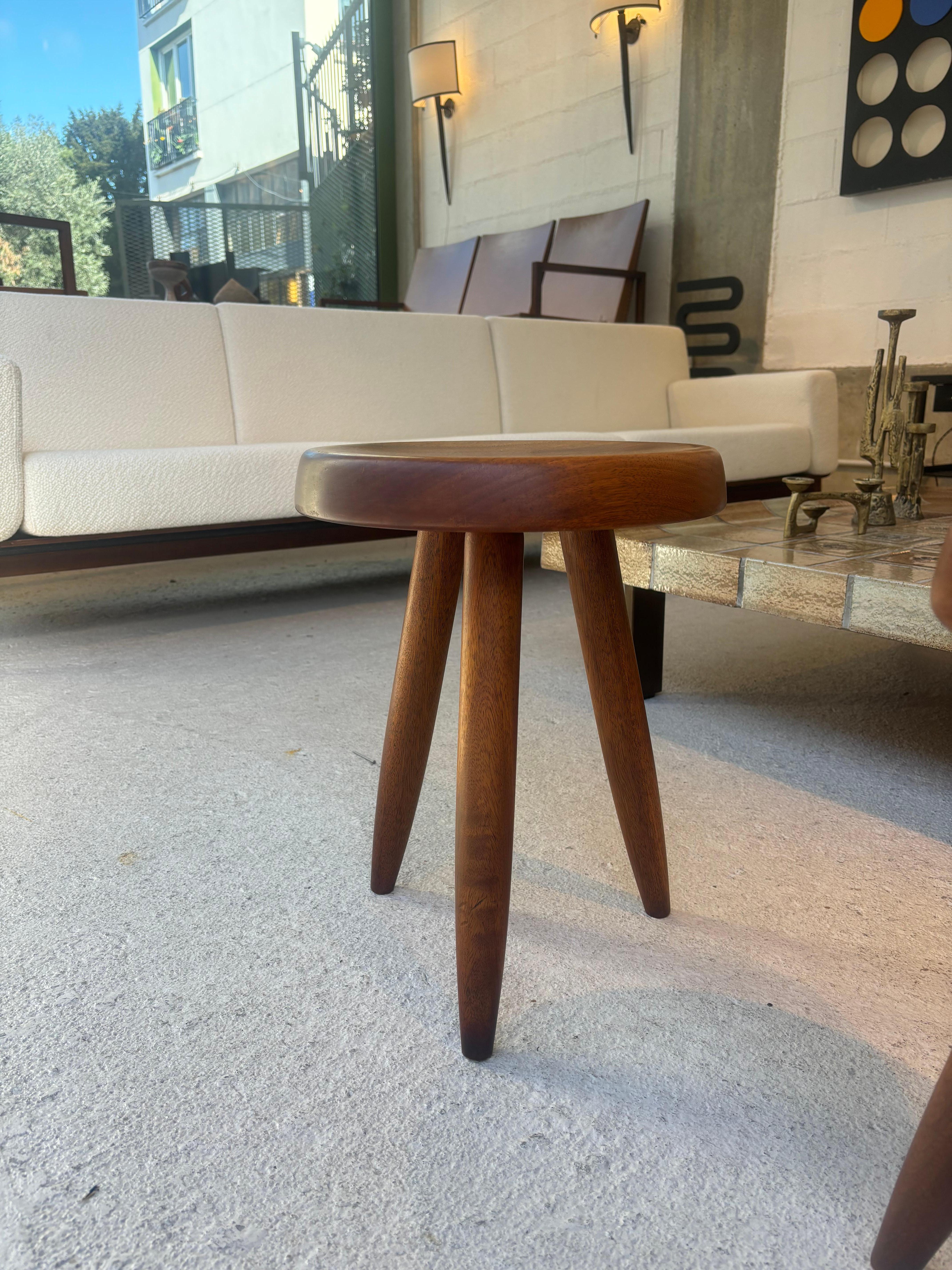 Mid-Century Modern Nice pair of berger stools by Charlotte Perriand. Nice provenance For Sale