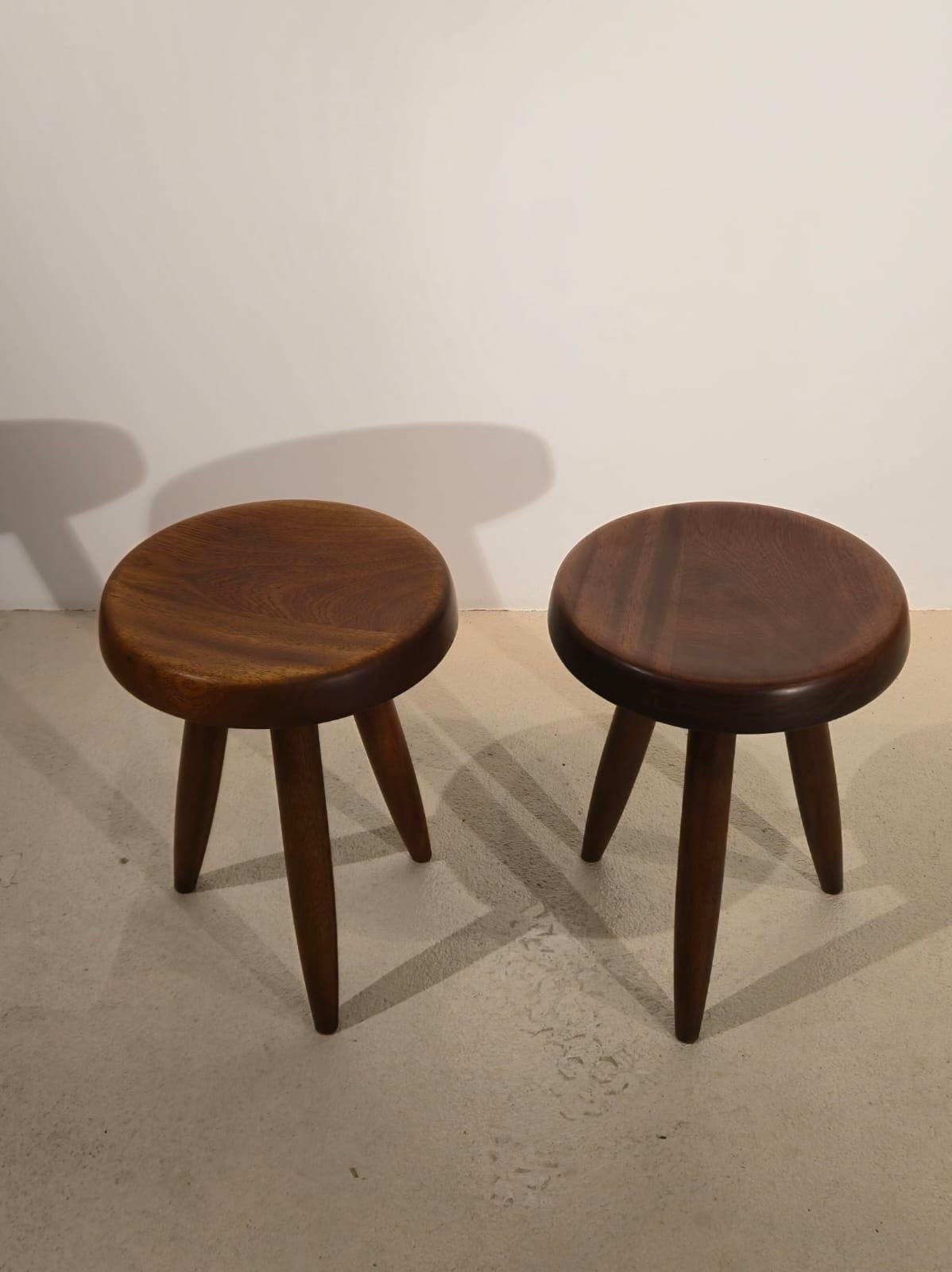 Mid-20th Century Nice pair of berger stools by Charlotte Perriand. Nice provenance For Sale