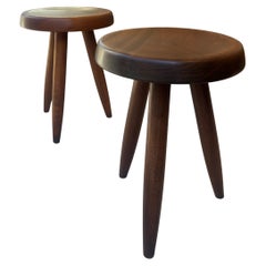 Vintage Nice pair of berger stools by Charlotte Perriand. Nice provenance