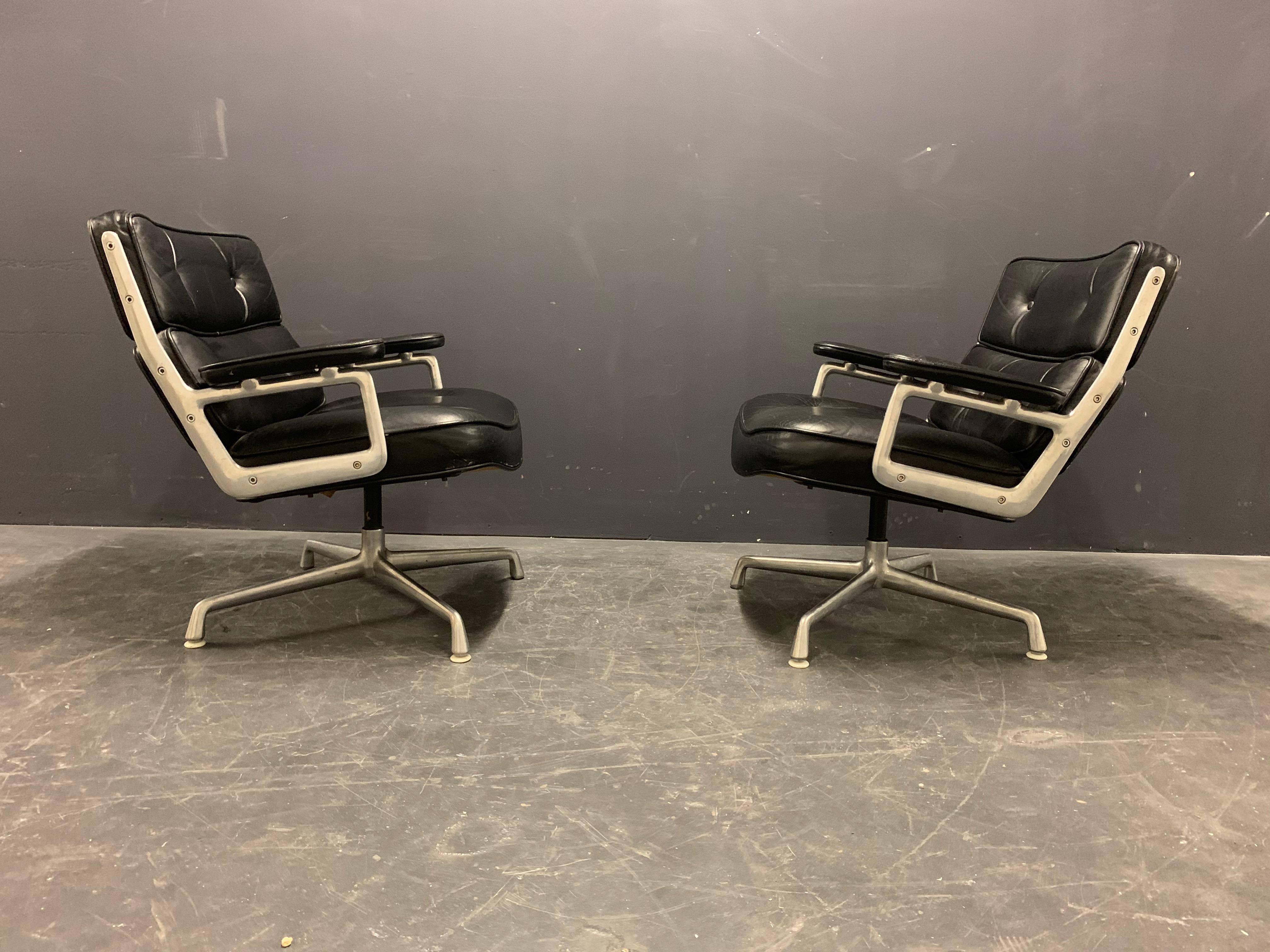 Leather Nice Pair of Charles Eames Lobby Chairs
