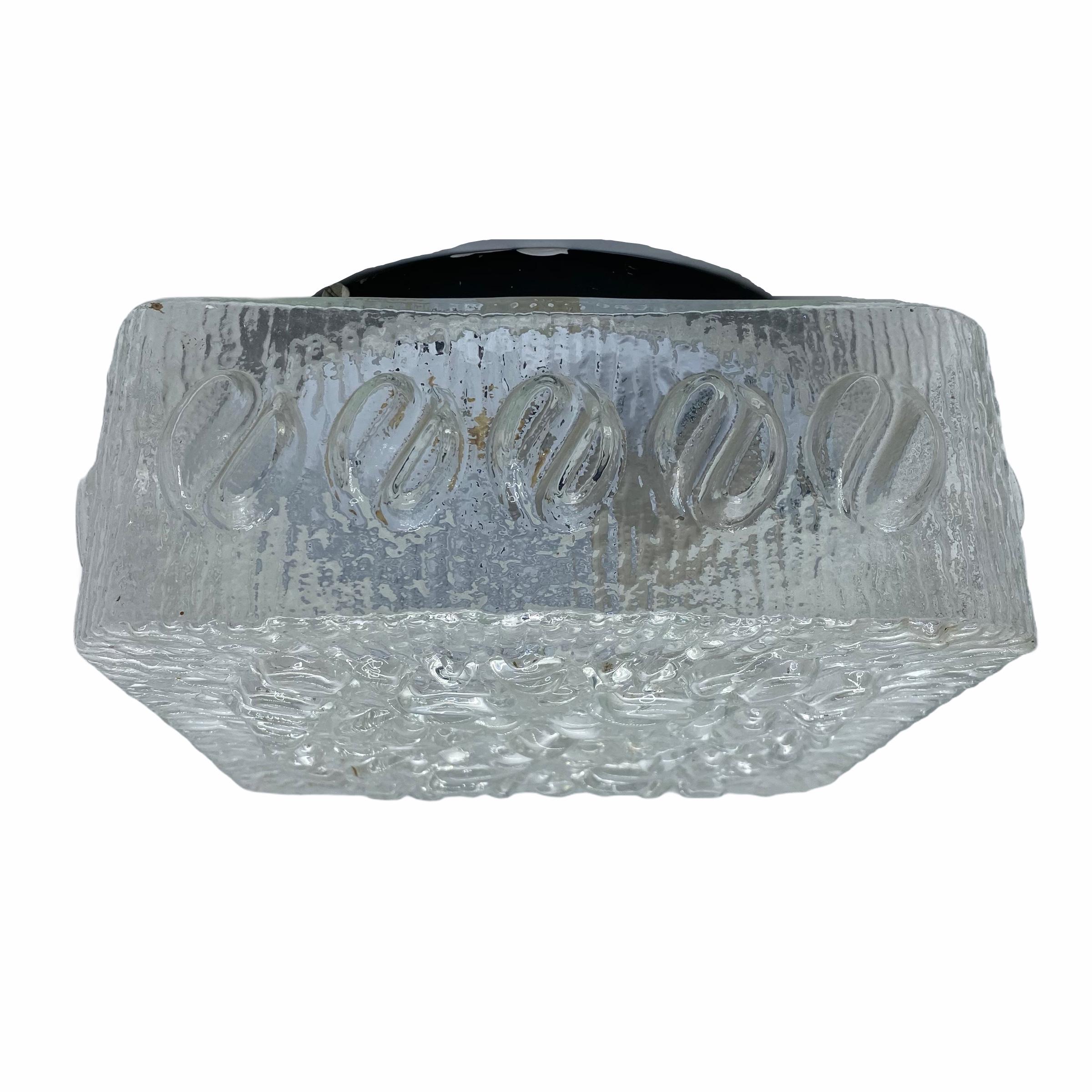 Mid-Century Modern Nice Pair of Clear Glass Square Flush mount, Germany, 1960s For Sale