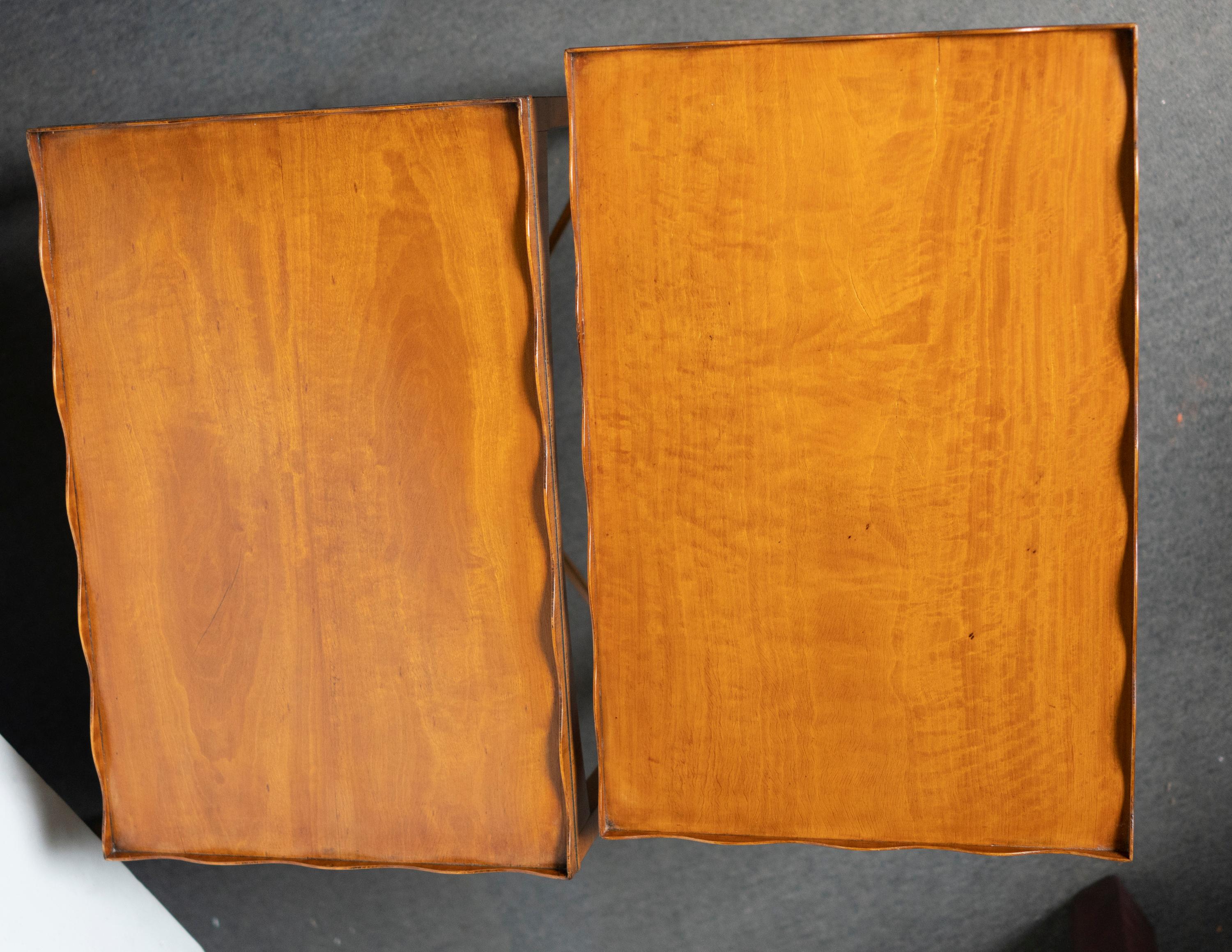 Early 20th Century Nice Pair of Edwardian Satinwood Side Tables