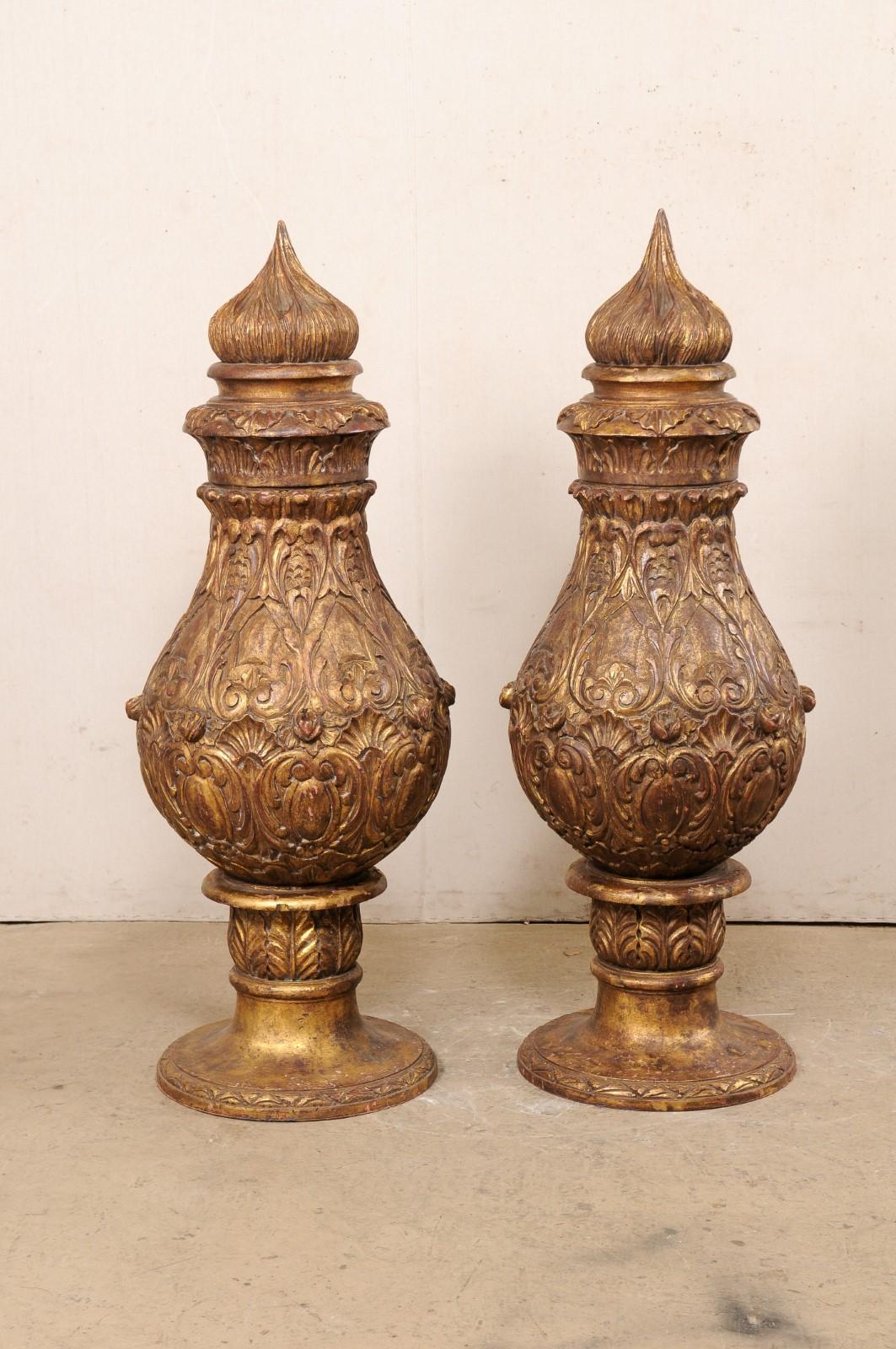 Nice Pair of French Pots à Feu Finials, 5+ Ft Tall For Sale 6