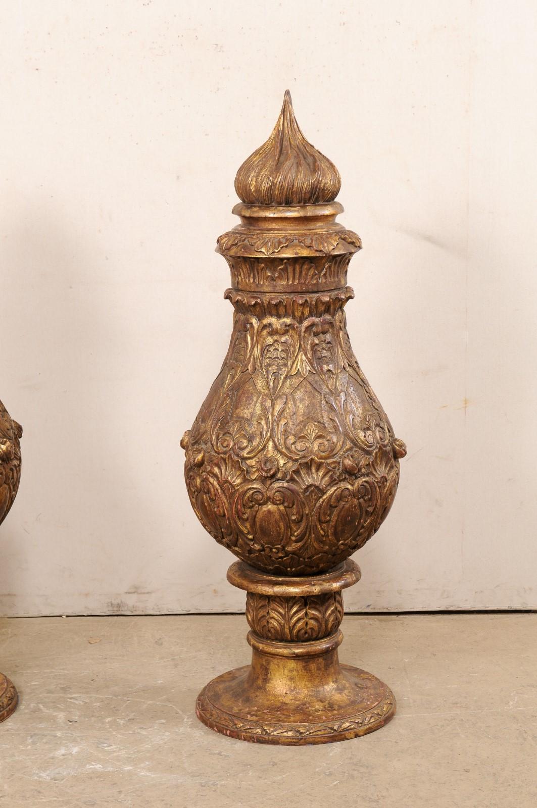 20th Century Nice Pair of French Pots à Feu Finials, 5+ Ft Tall For Sale